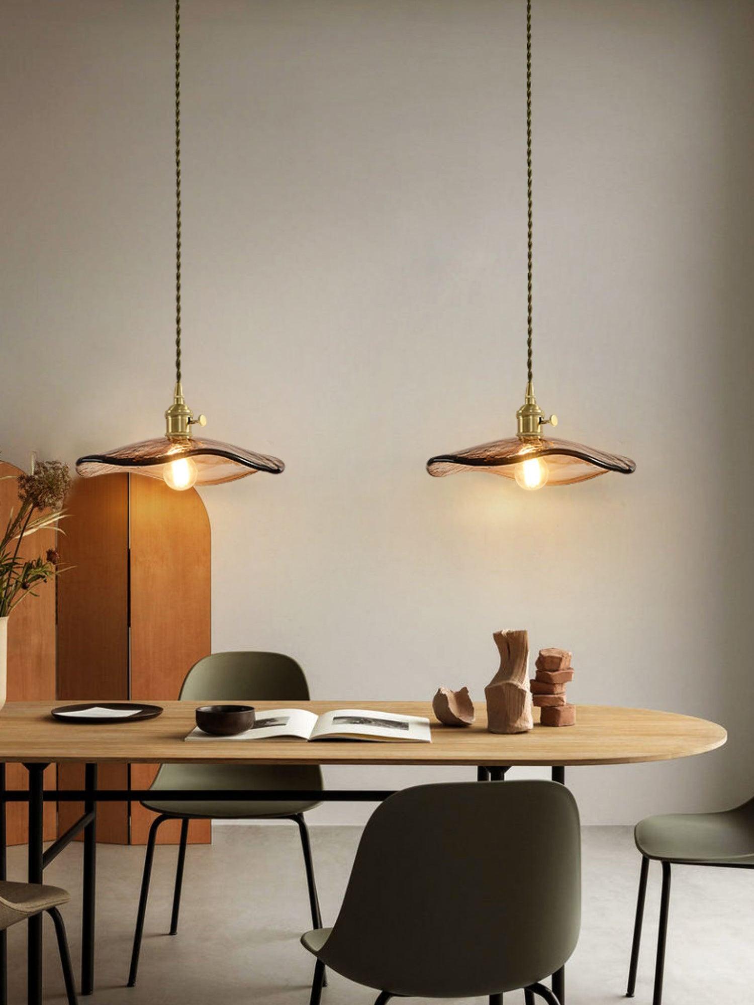 Flower Petal Glass Pendant Swag Light - Blowlighting