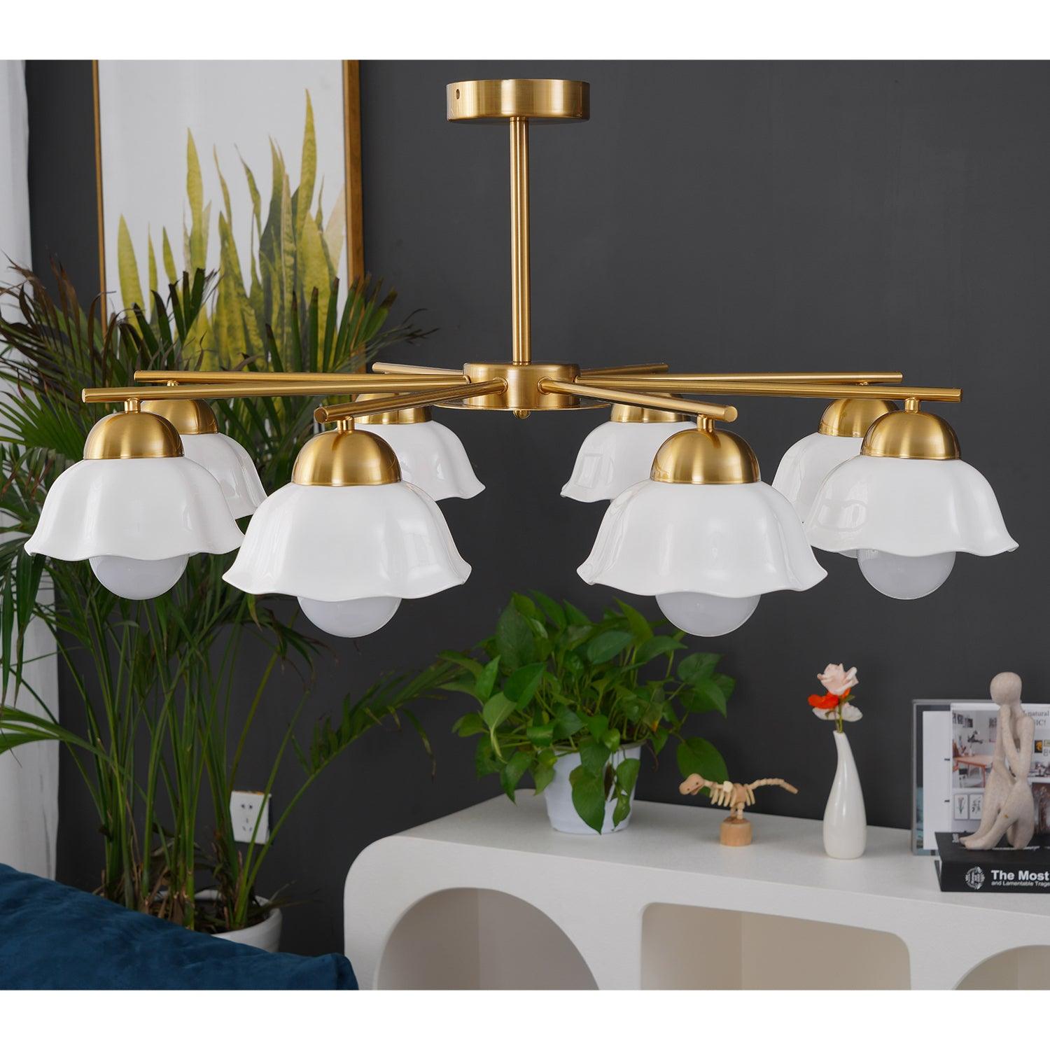 Zasila Nordic Art Flower Shade Metal Ceramics Chandelier - Blowlighting