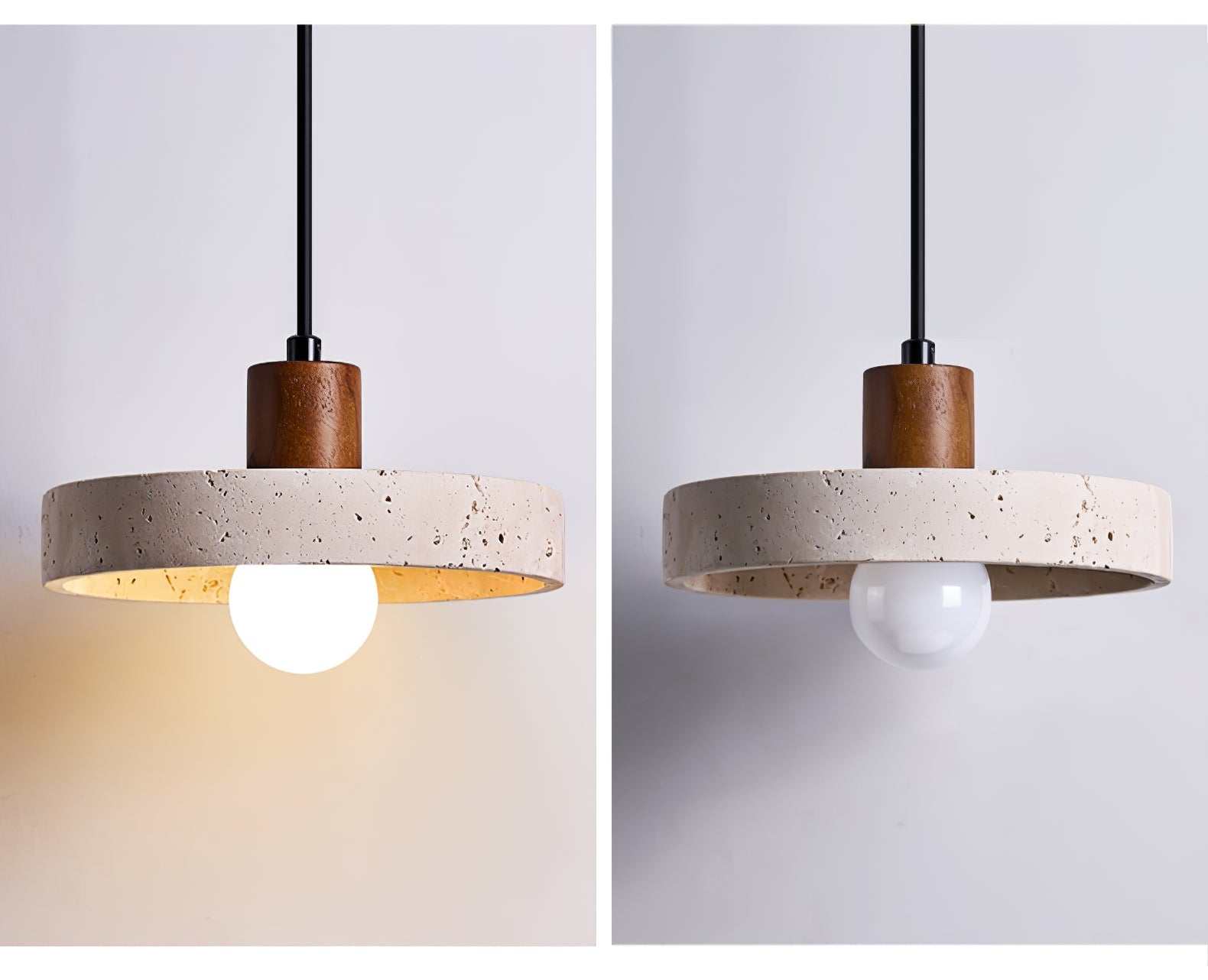 Forma Natural Travertine Wood Pendant Lamp