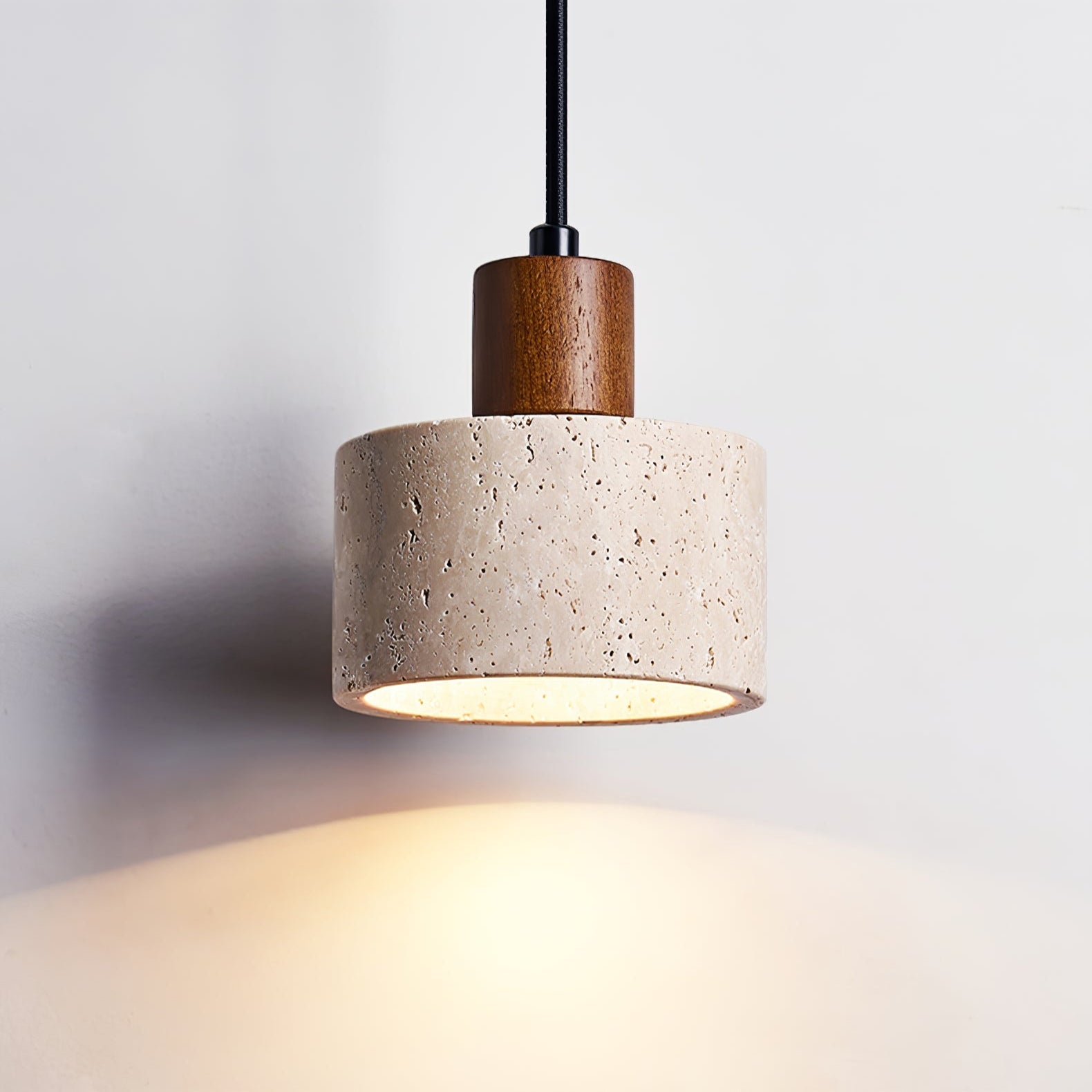 Forma Natural Travertine Wood Pendant Lamp