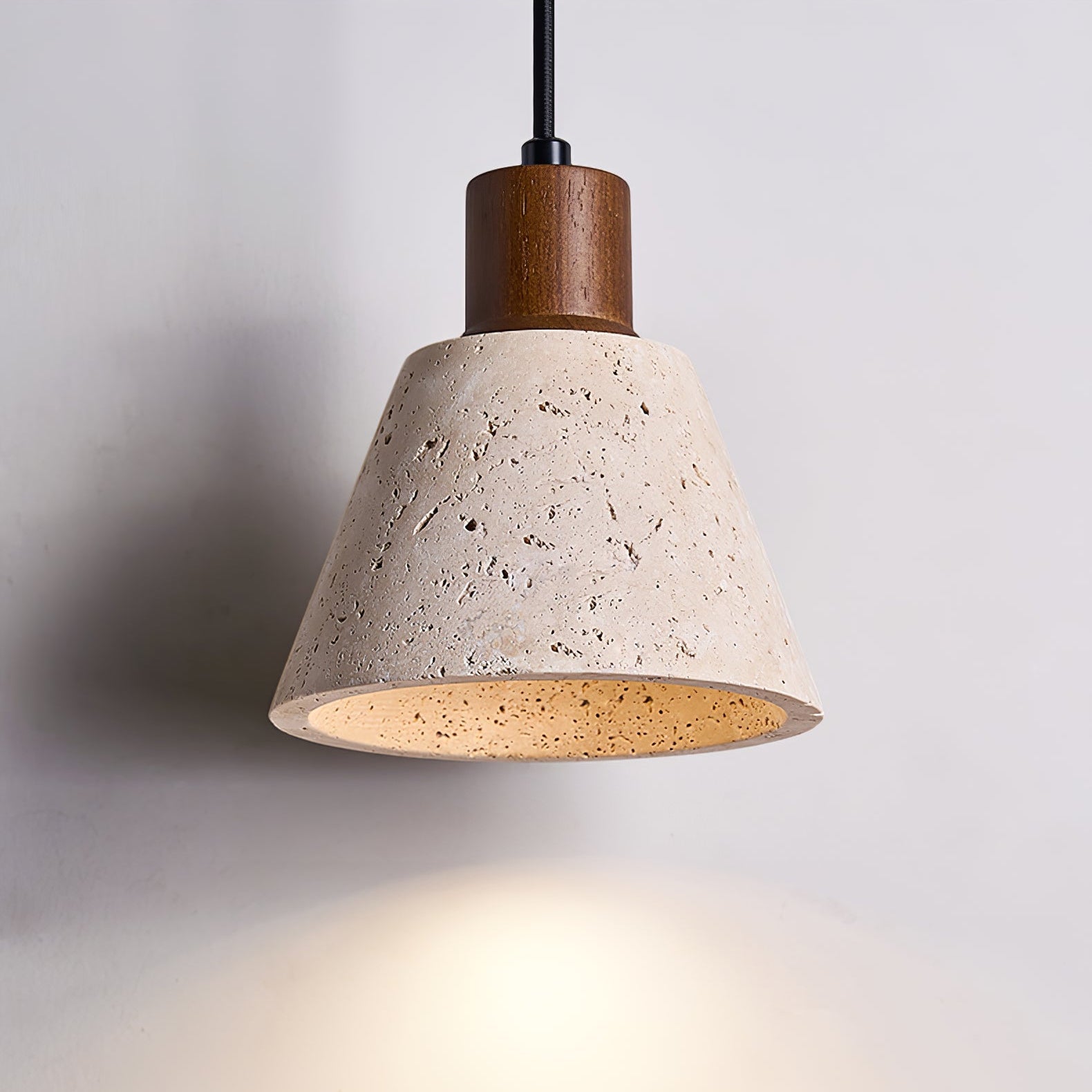 Forma Natural Travertine Wood Pendant Lamp