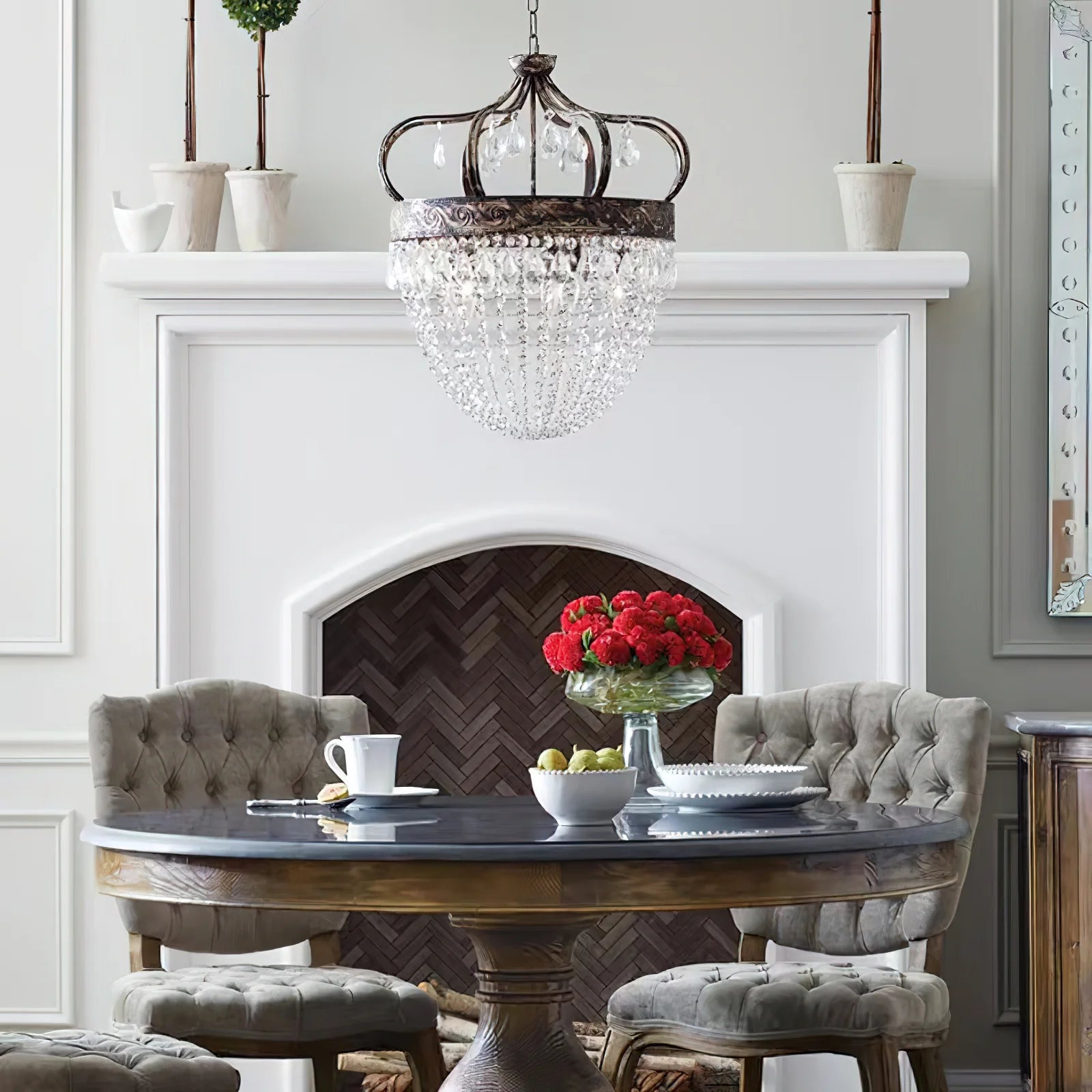 Kristy Nordic Crystal Metal Silver Gold Pendant Light Dining Room Bedroom