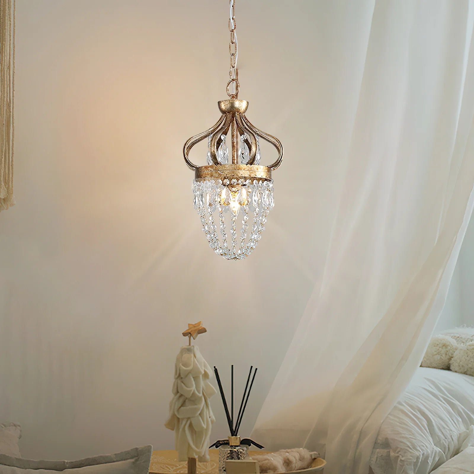 Kristy Nordic Crystal Metal Silver Gold Pendant Light Dining Room Bedroom