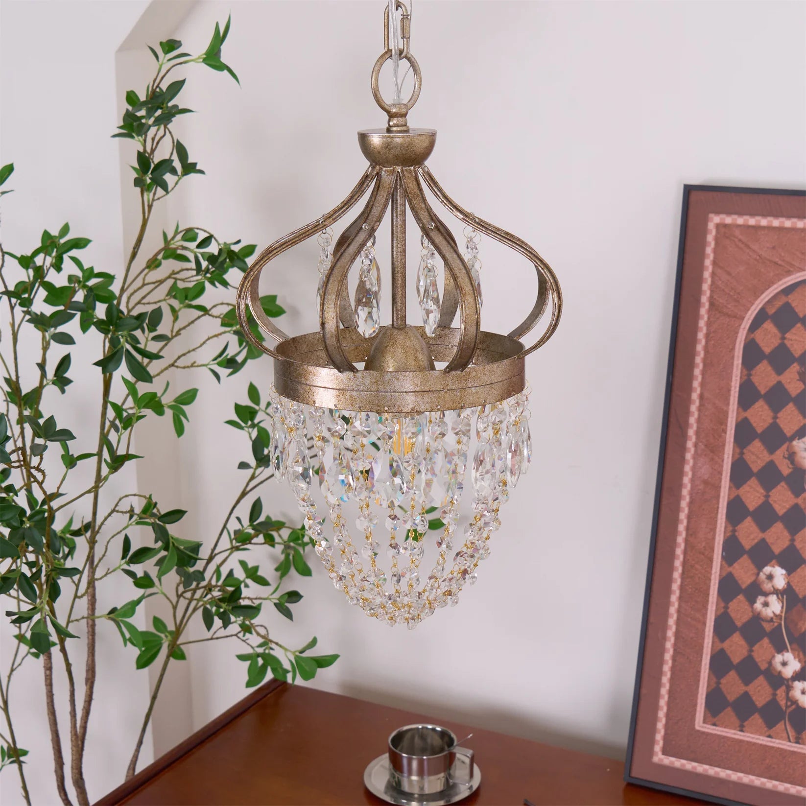 Kristy Nordic Crystal Metal Silver Gold Pendant Light Dining Room Bedroom