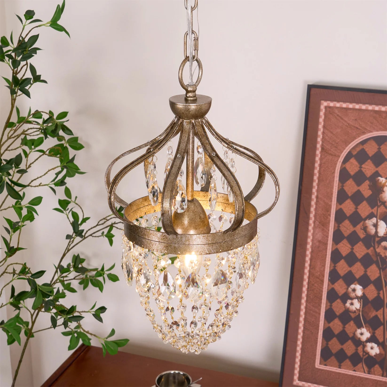 Kristy Nordic Crystal Metal Silver Gold Pendant Light Dining Room Bedroom