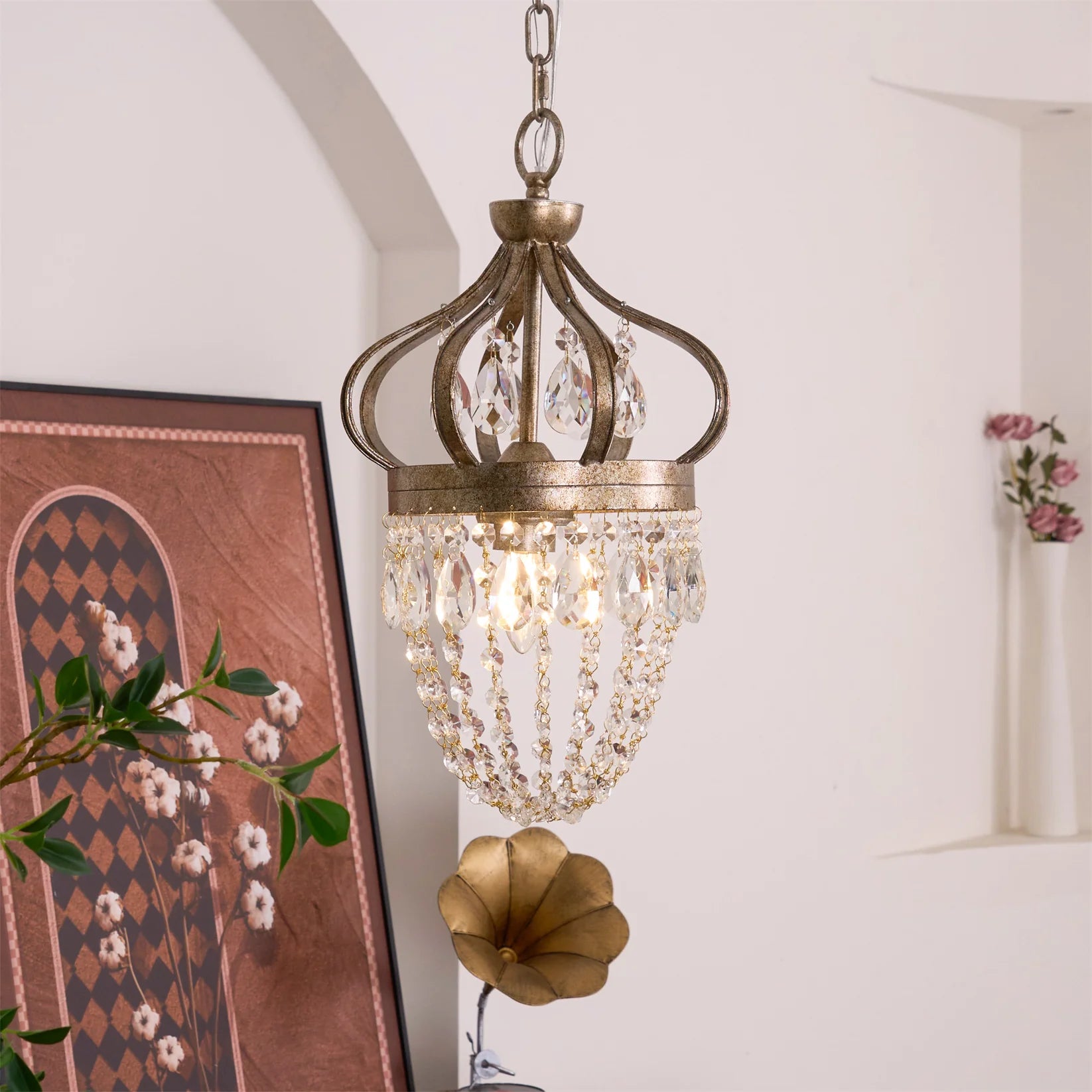 Kristy Nordic Crystal Metal Silver Gold Pendant Light Dining Room Bedroom