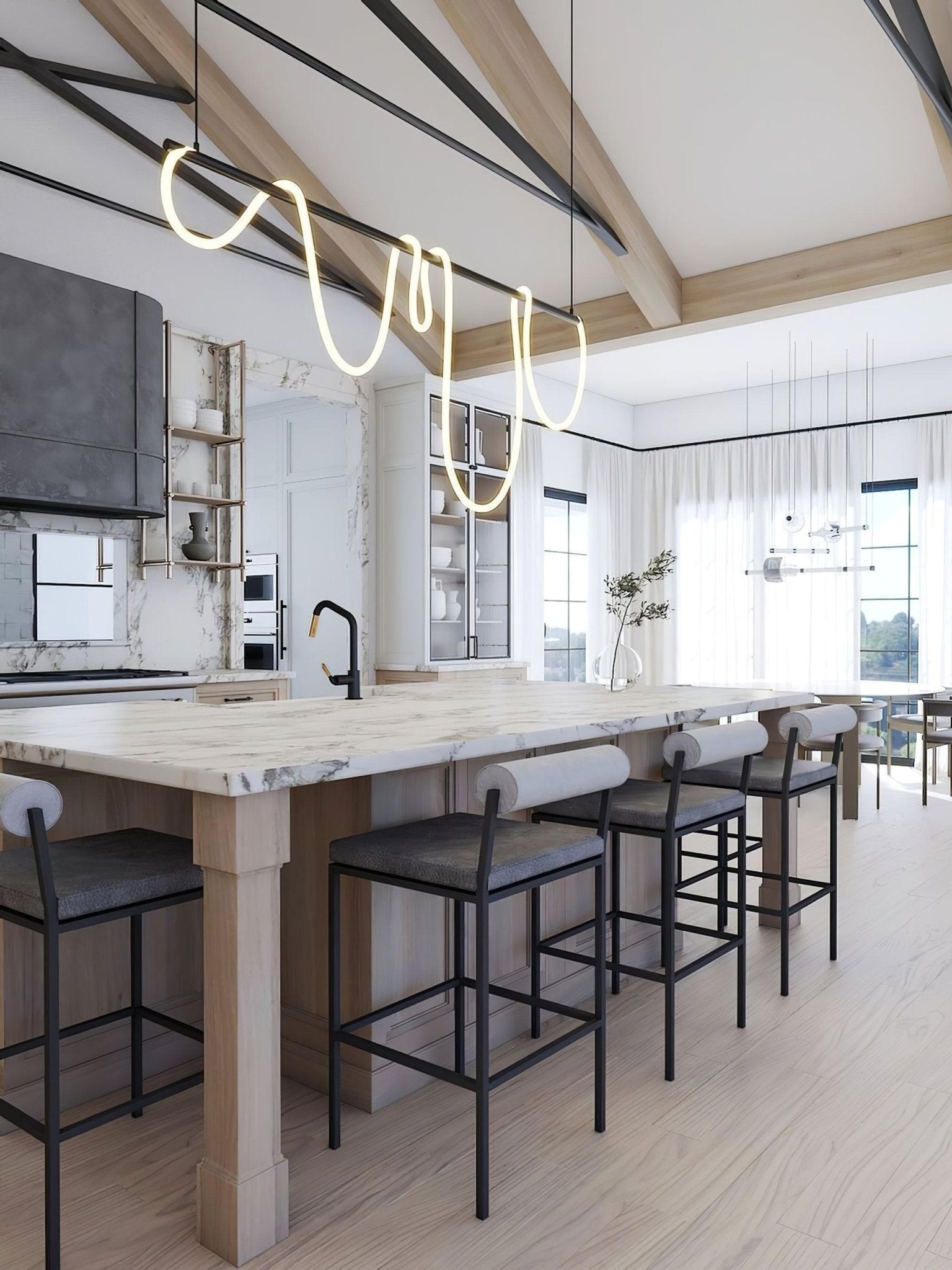 Lustra Chandelier Flexible Silicone Curve Modern Elegant - Letslighting