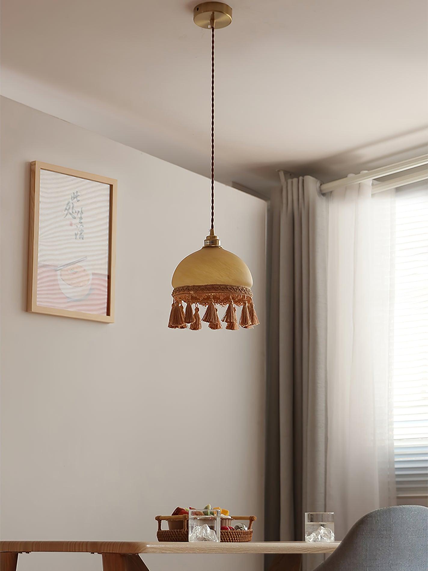 French Tassels Brass Pendant Swag Light - Blowlighting