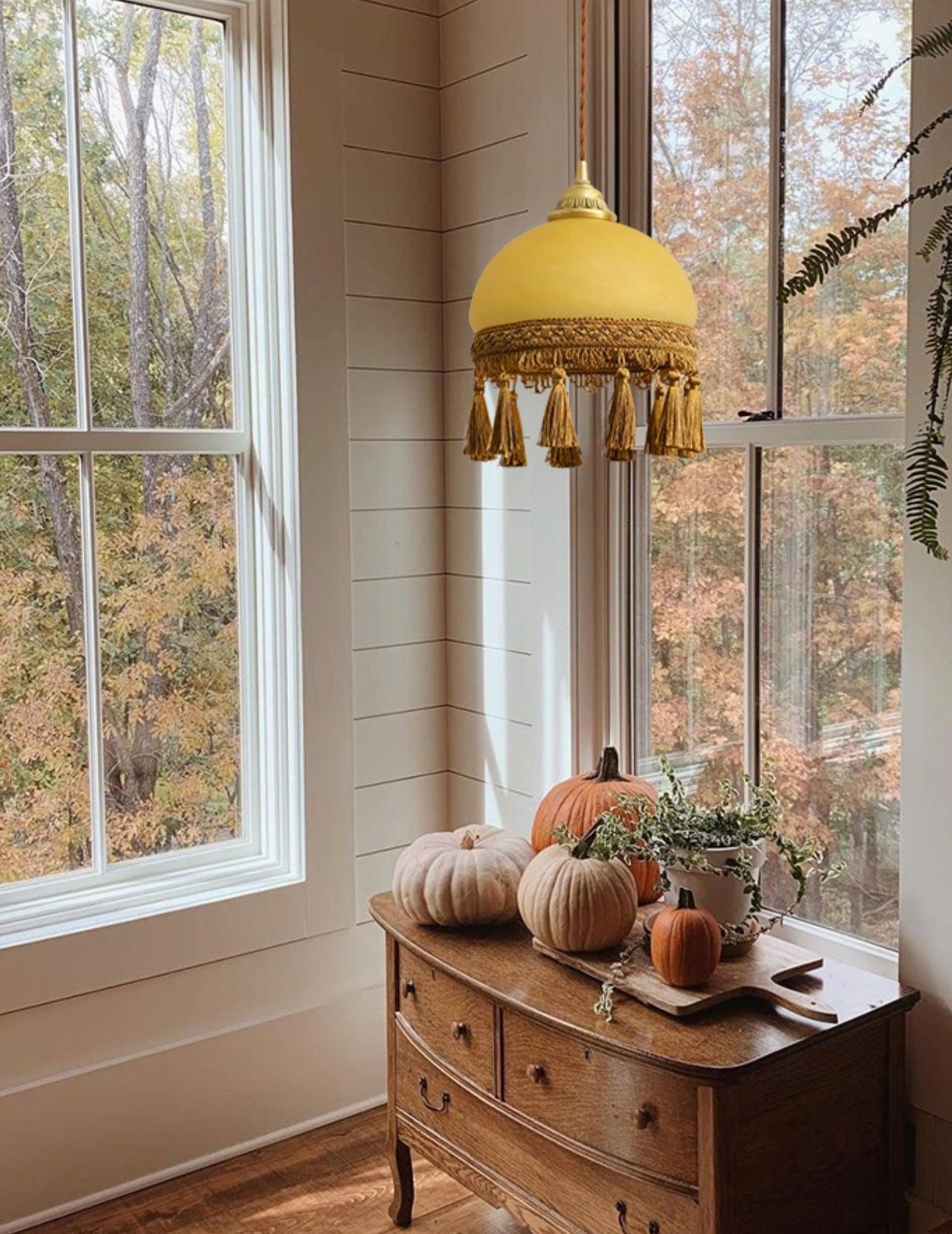 French Tassels Brass Pendant Swag Light - Blowlighting