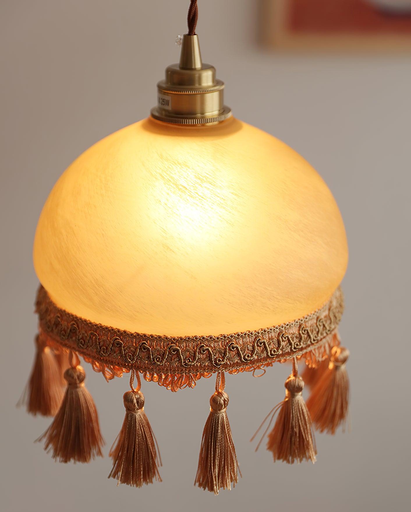 French Tassels Brass Pendant Swag Light - Blowlighting