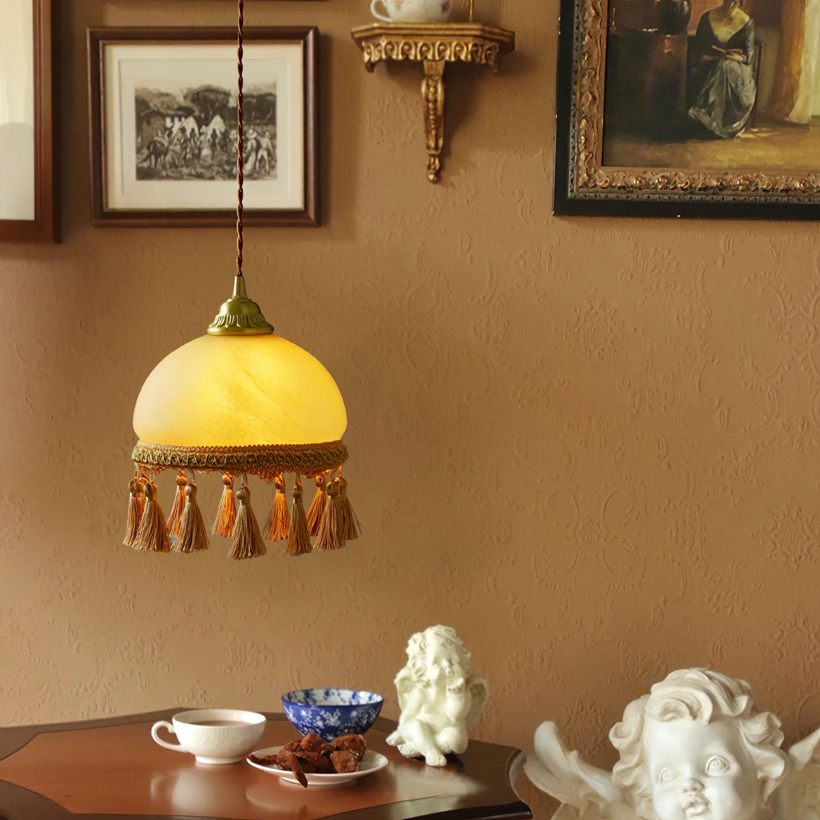 French Tassels Brass Pendant Swag Light - Blowlighting