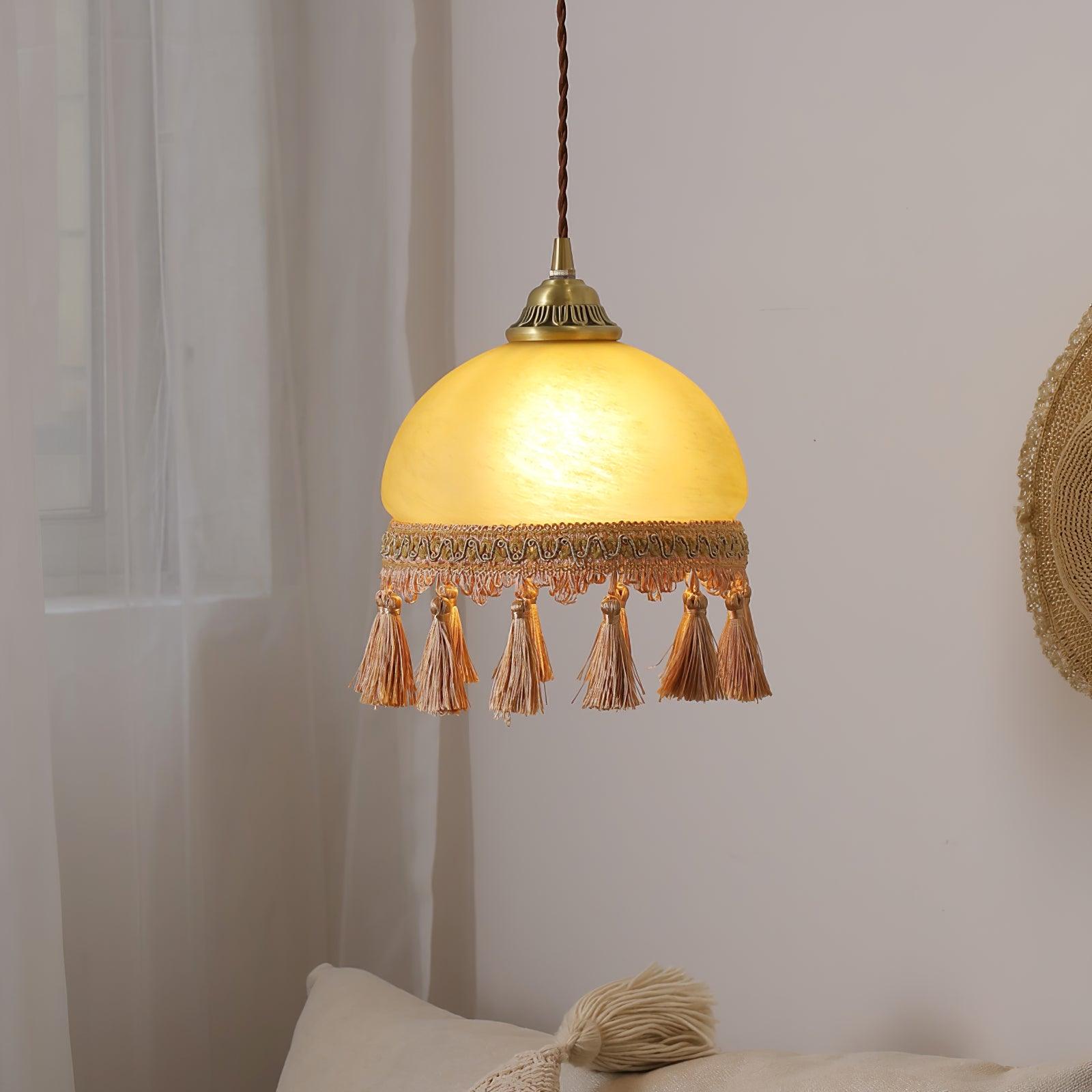 French Tassels Brass Pendant Swag Light - Blowlighting