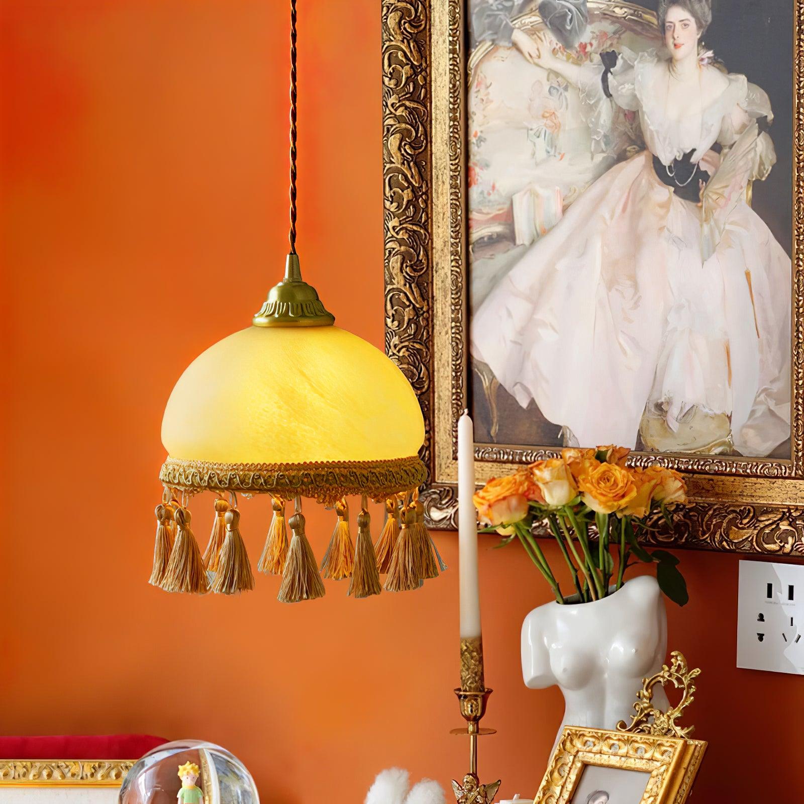 French Tassels Brass Pendant Swag Light - Blowlighting