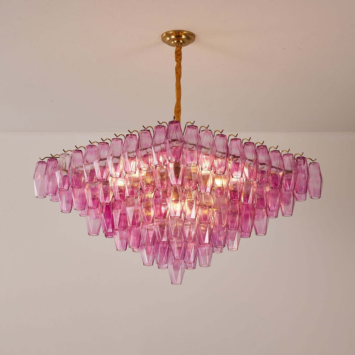Aurora Chandelier Fuchsia Prism Inverted Pyramid - Letslighting