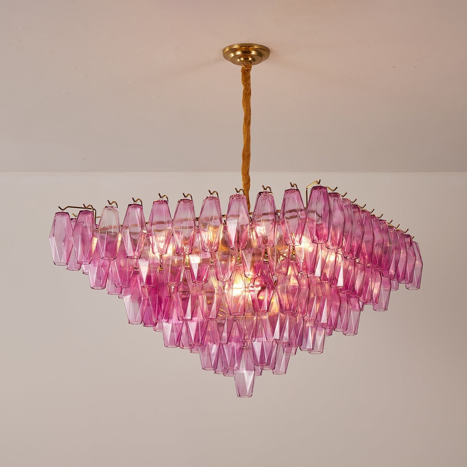 Aurora Chandelier Fuchsia Prism Inverted Pyramid - Letslighting