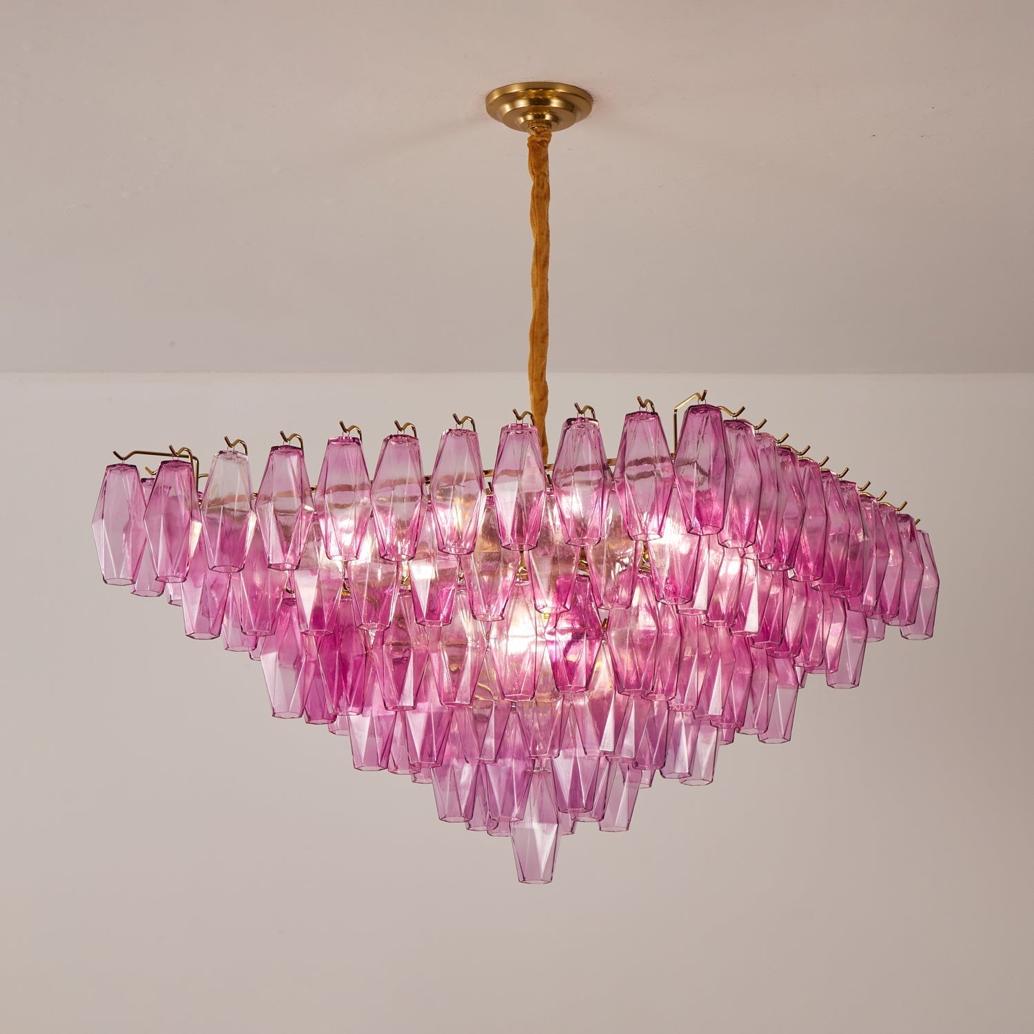 Aurora Chandelier Fuchsia Prism Inverted Pyramid - Letslighting