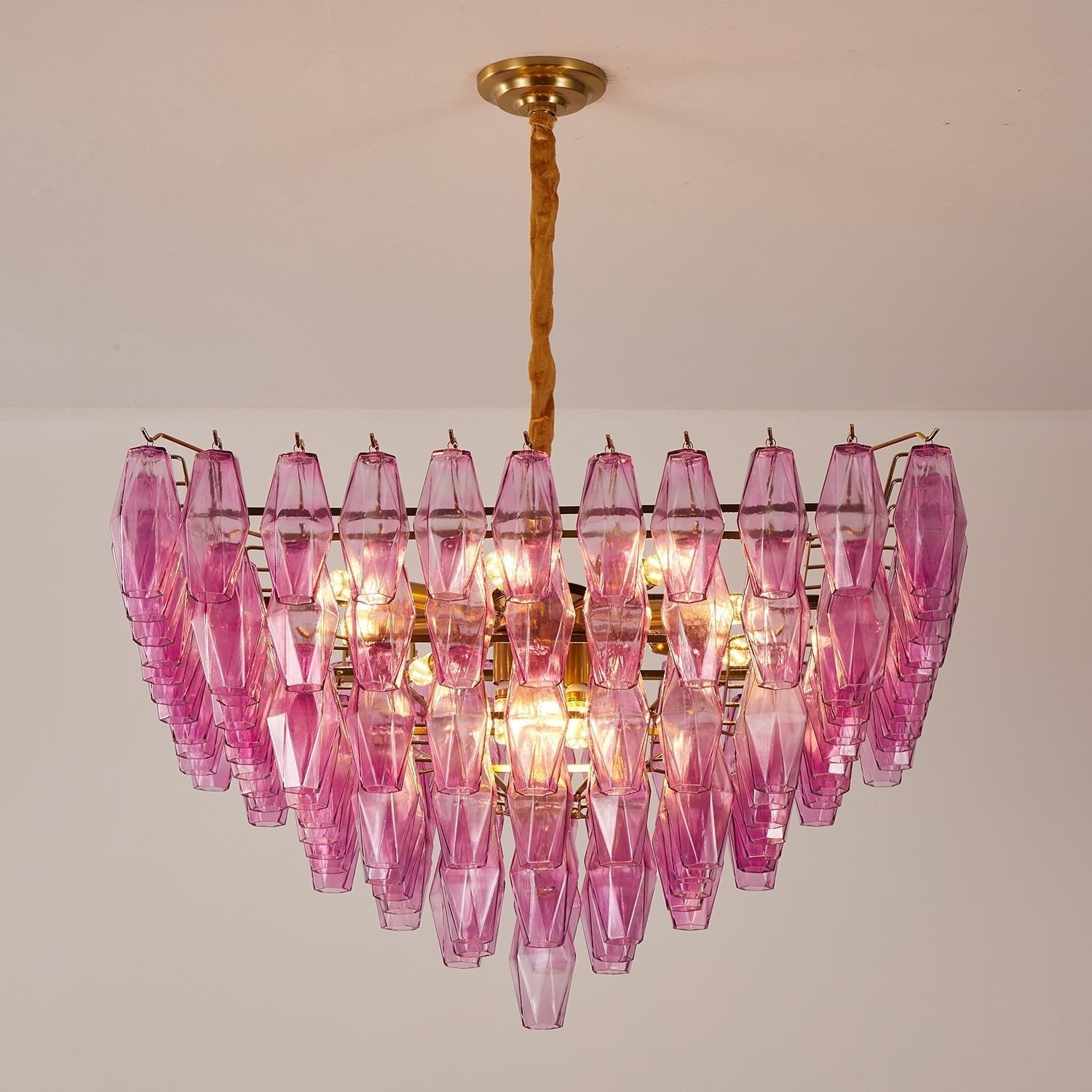 Aurora Chandelier Fuchsia Prism Inverted Pyramid - Letslighting