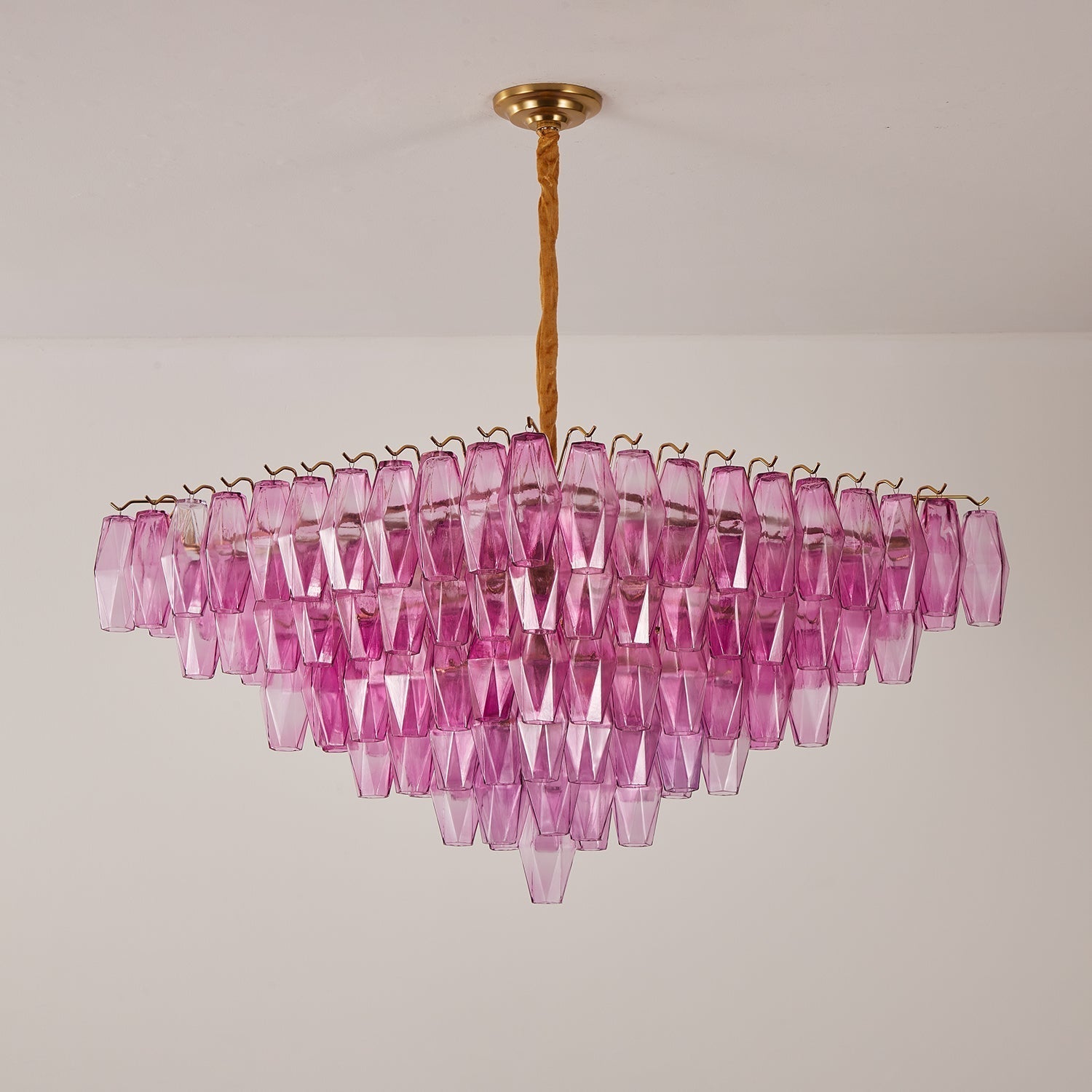 Aurora Chandelier Fuchsia Prism Inverted Pyramid - Letslighting