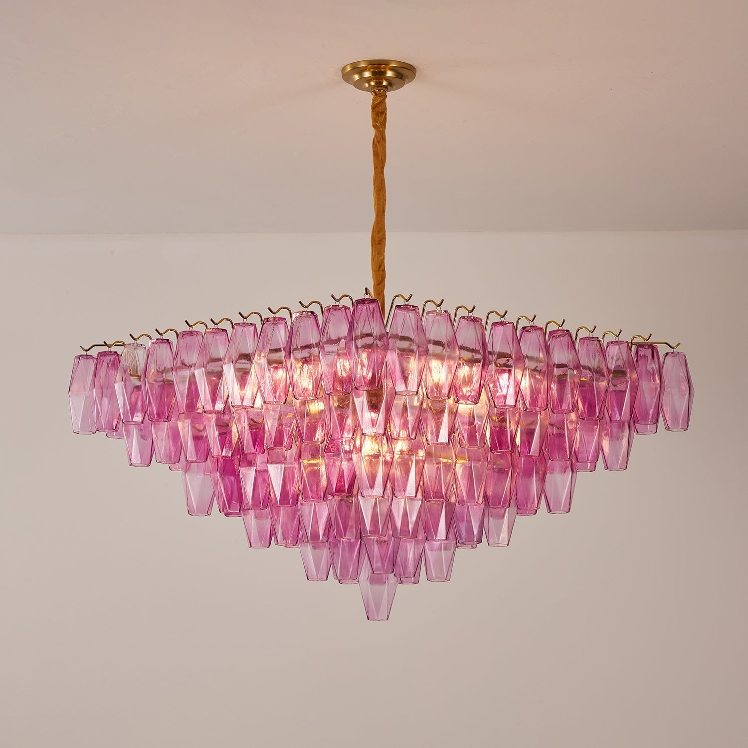 Aurora Chandelier Fuchsia Prism Inverted Pyramid - Letslighting