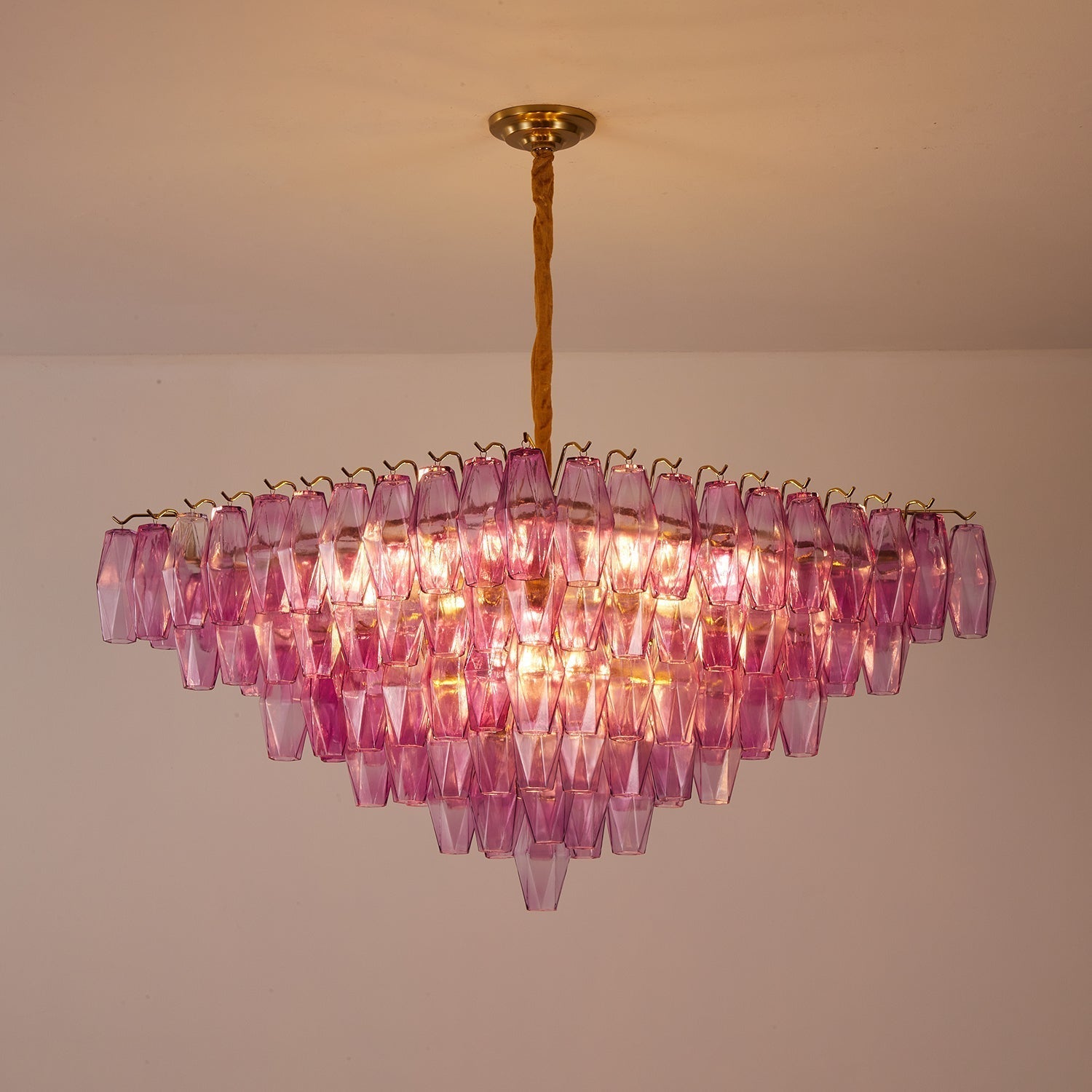 Aurora Chandelier Fuchsia Prism Inverted Pyramid - Letslighting