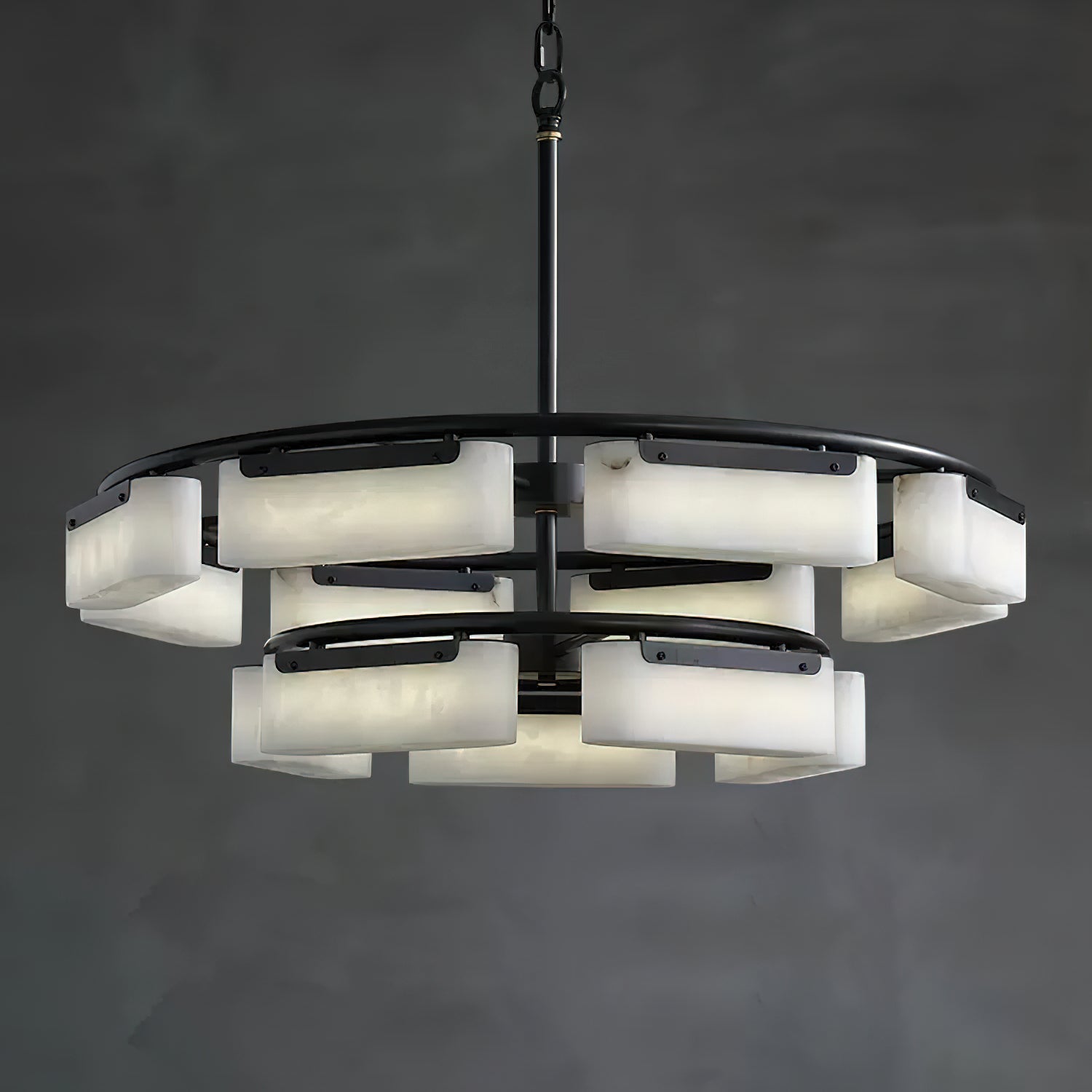 Varaeia Modern Minimalist Brass Alabaster Chandelier - Lamp Copper
