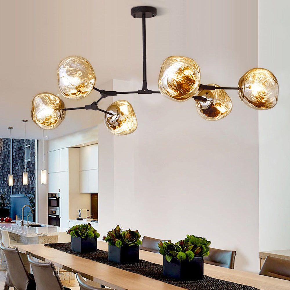 Valentina Suspension Globe Inhabituelle, Métal/Acrylique, Doré Rosé/Or/Chromé, Salon/Salle à Manger