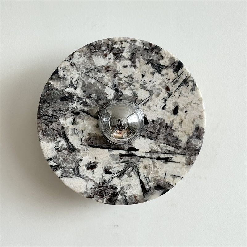 Zeno Modern Minimalist Round Chrome Marble Metal Wall Sconce - Lamp Copper