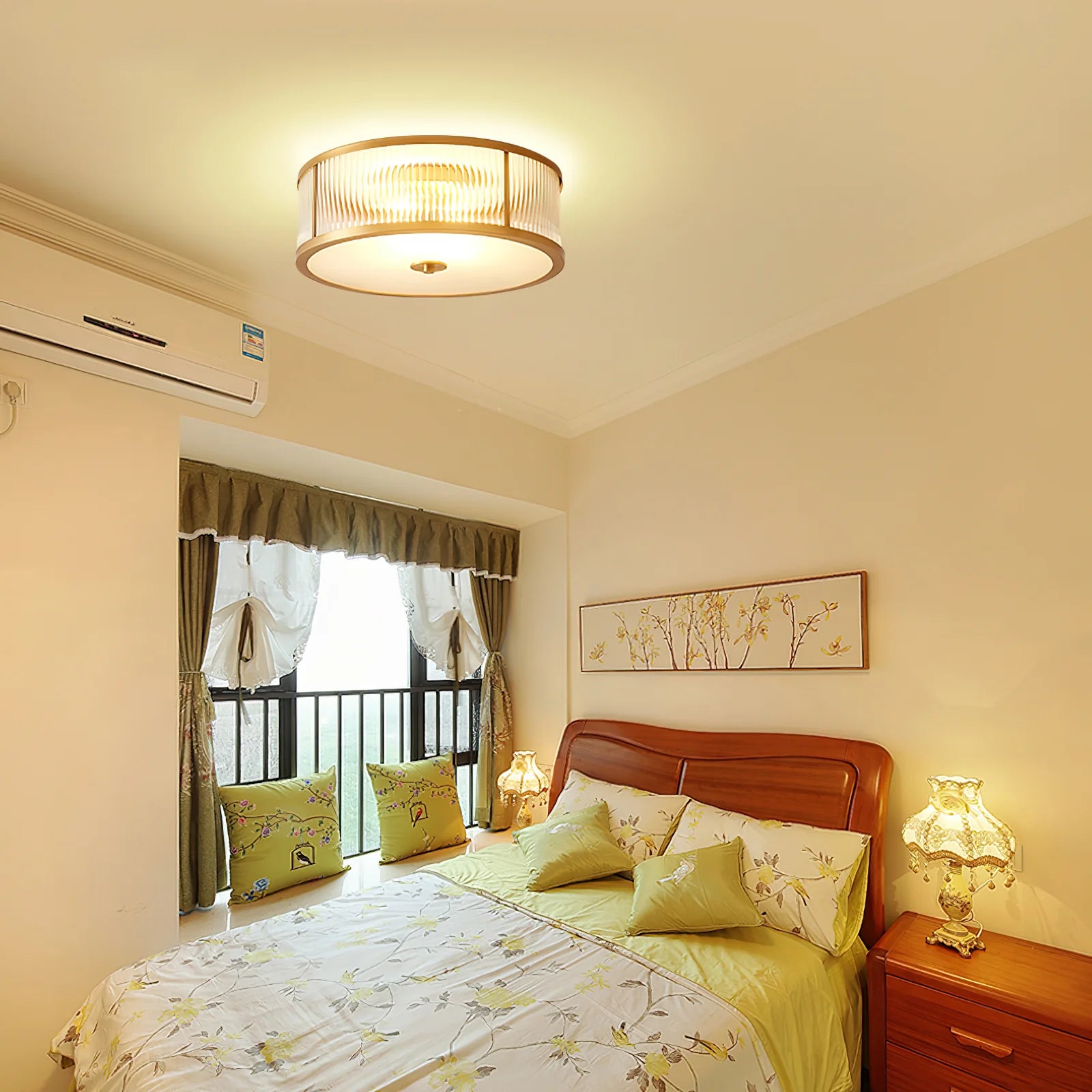 Silva Modern Round Metal Glass Ceiling Lamp Dining Room Bedroom