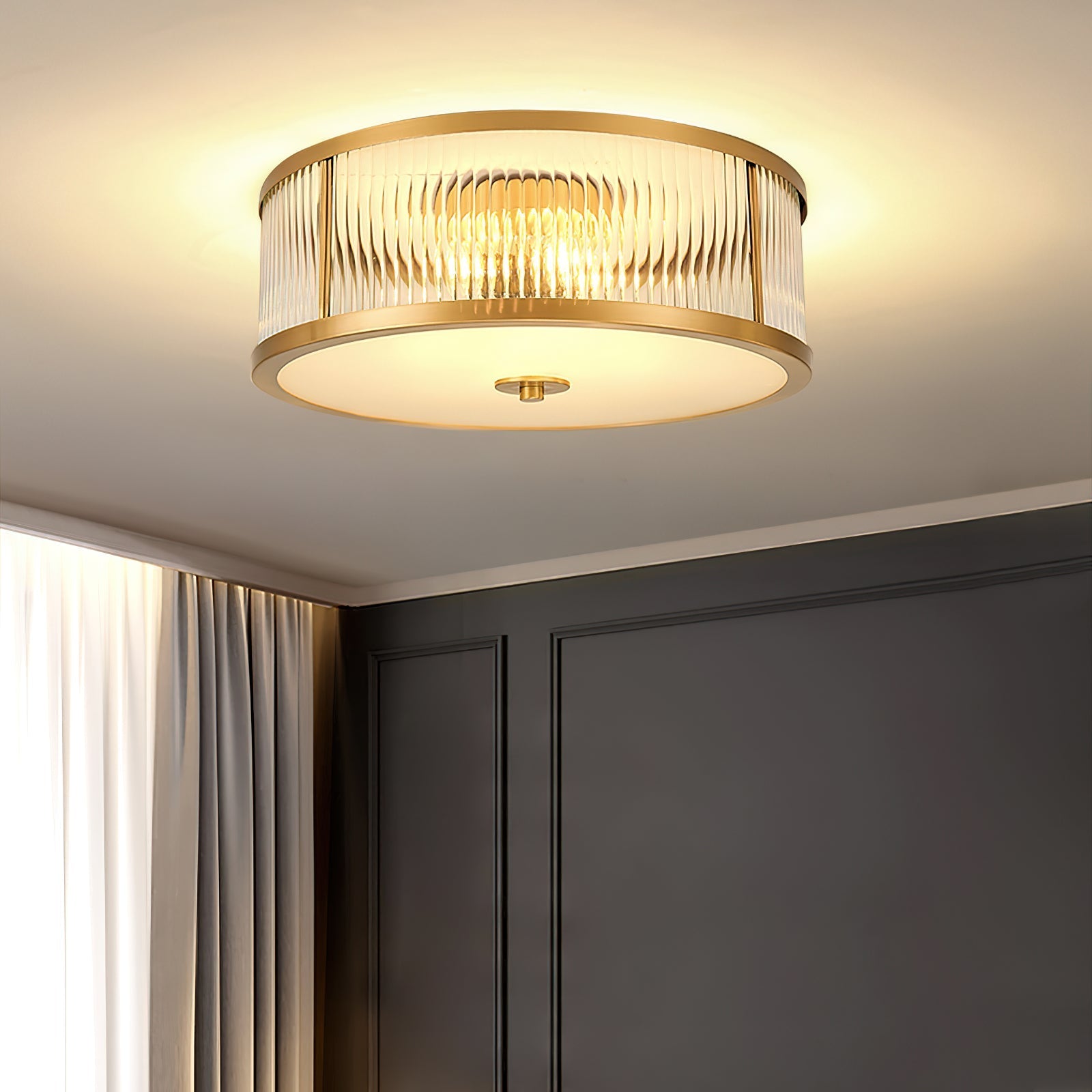 Avvynila Modern Minimalist Brass Glass CeIling Lamp - Lamp Copper
