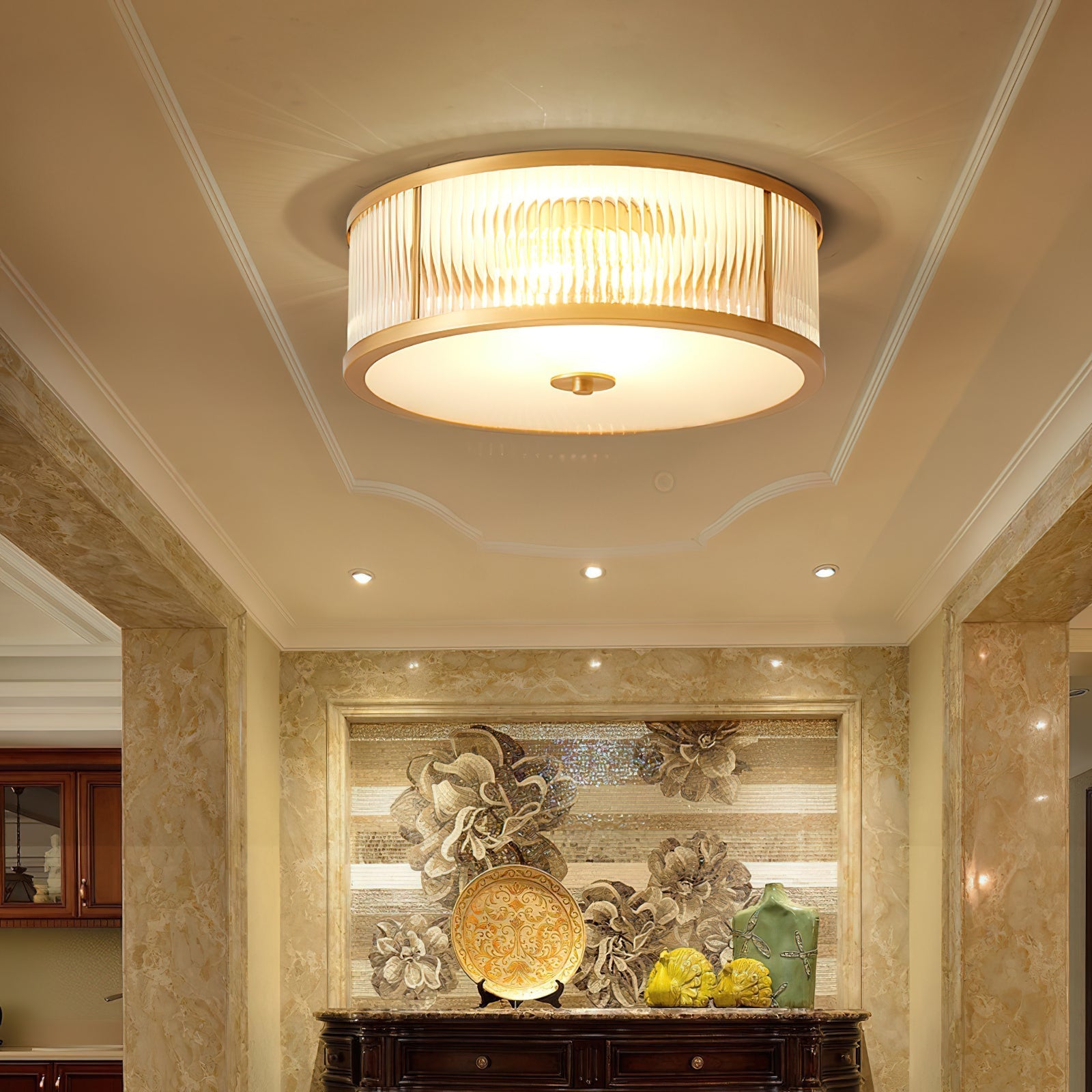 Avvynila Modern Minimalist Brass Glass CeIling Lamp - Lamp Copper