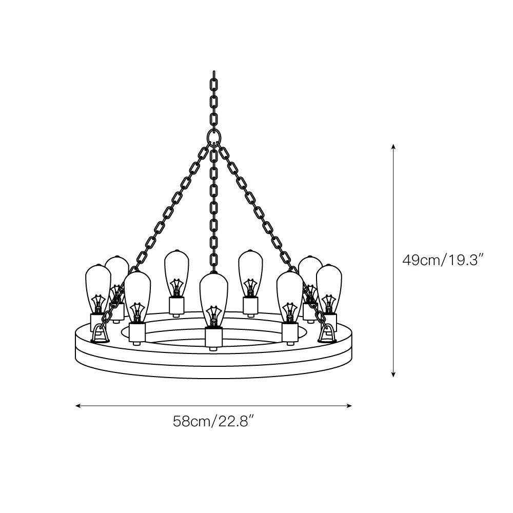 Armirila Vintage Industrial Wood Chandelier - Lamp Copper