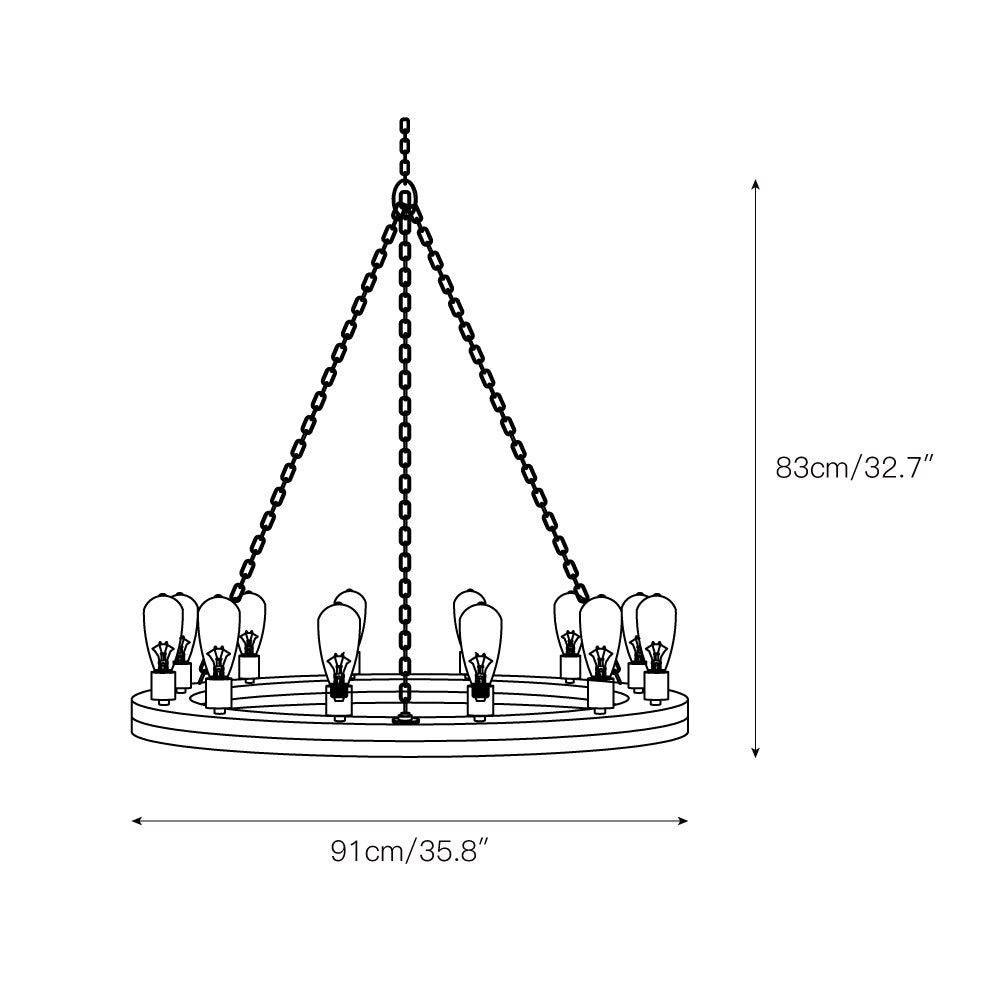 Armirila Vintage Industrial Wood Chandelier - Lamp Copper