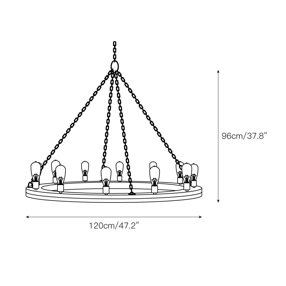 Armirila Vintage Industrial Wood Chandelier - Lamp Copper