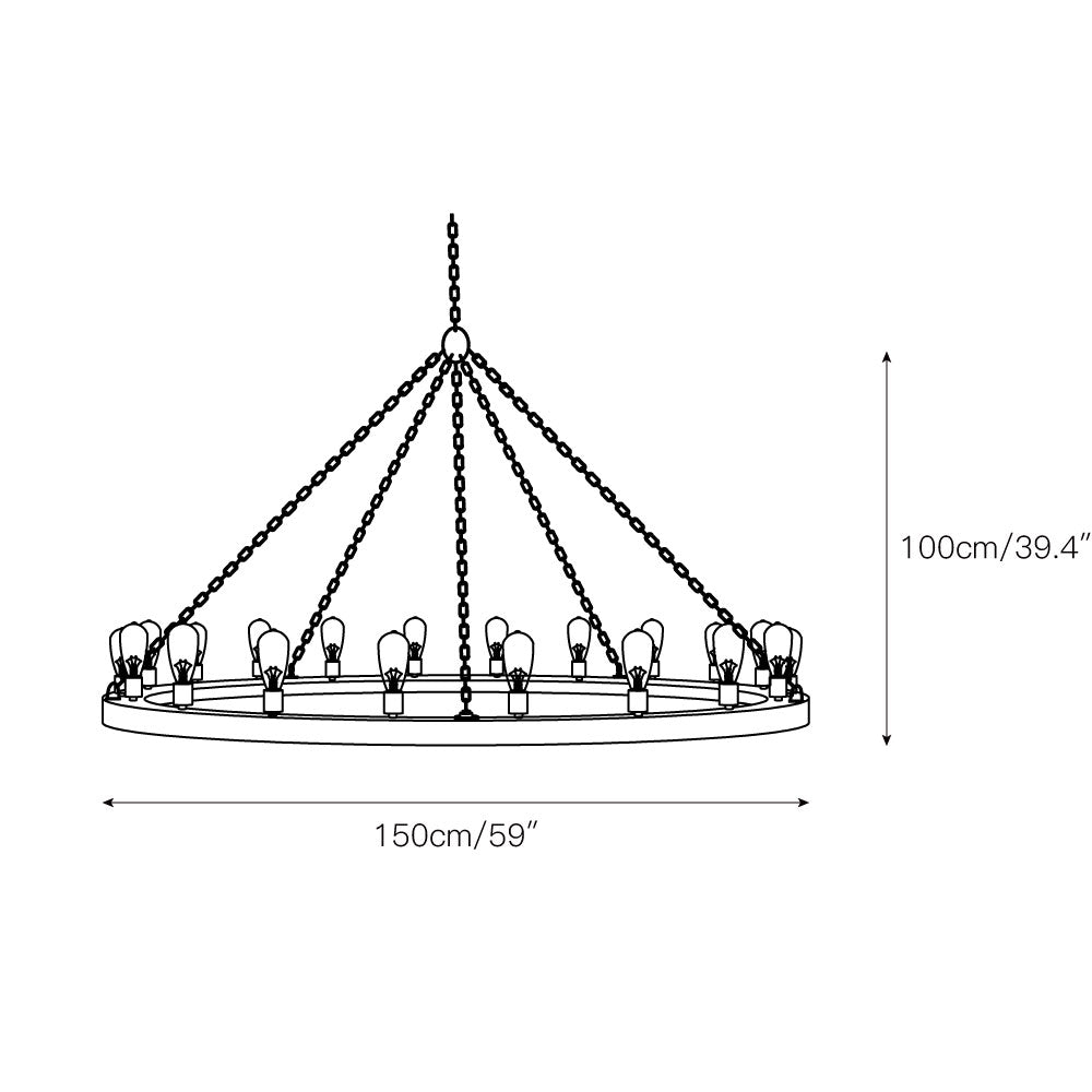 Armirila Vintage Industrial Wood Chandelier - Lamp Copper