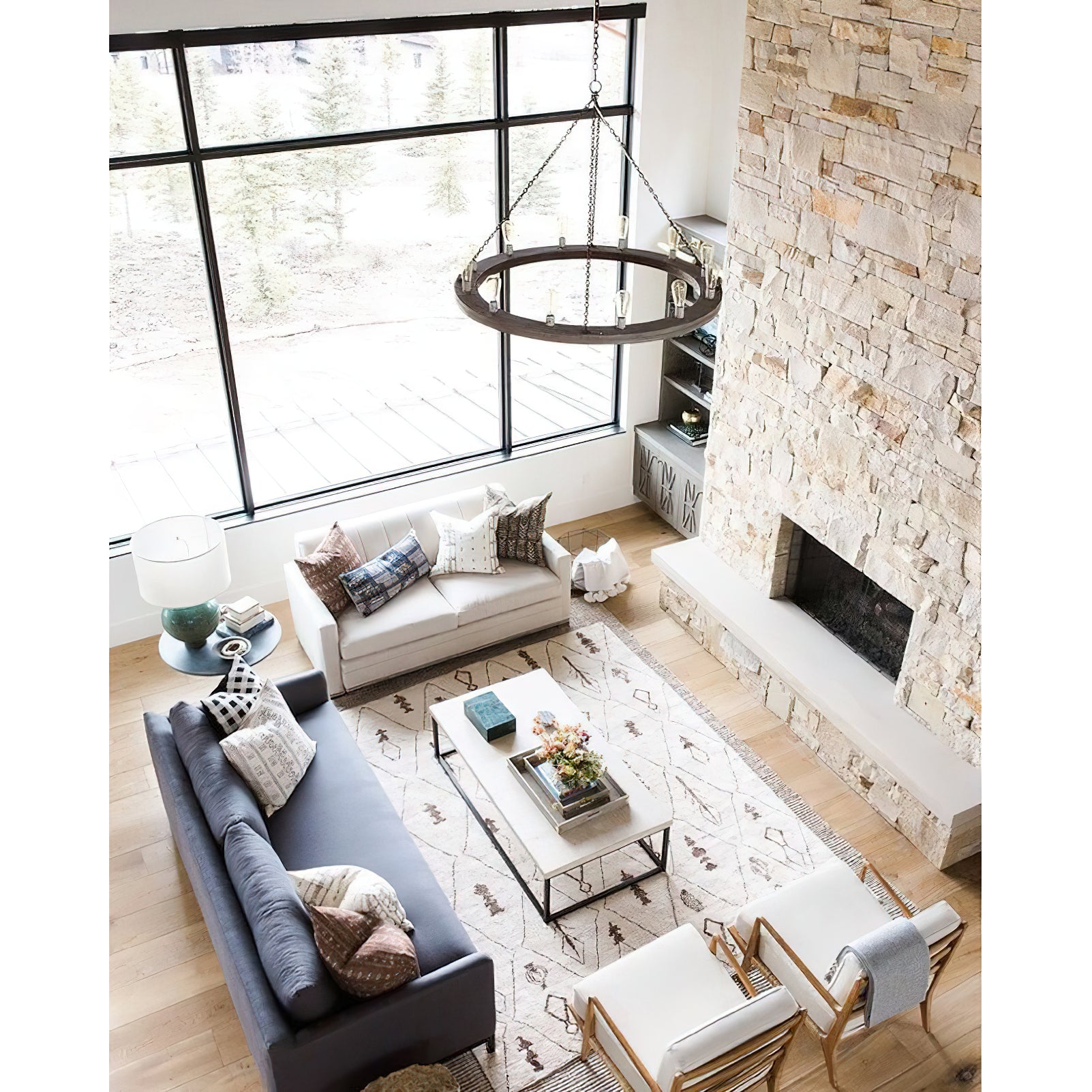 Armirila Vintage Industrial Wood Chandelier - Lamp Copper