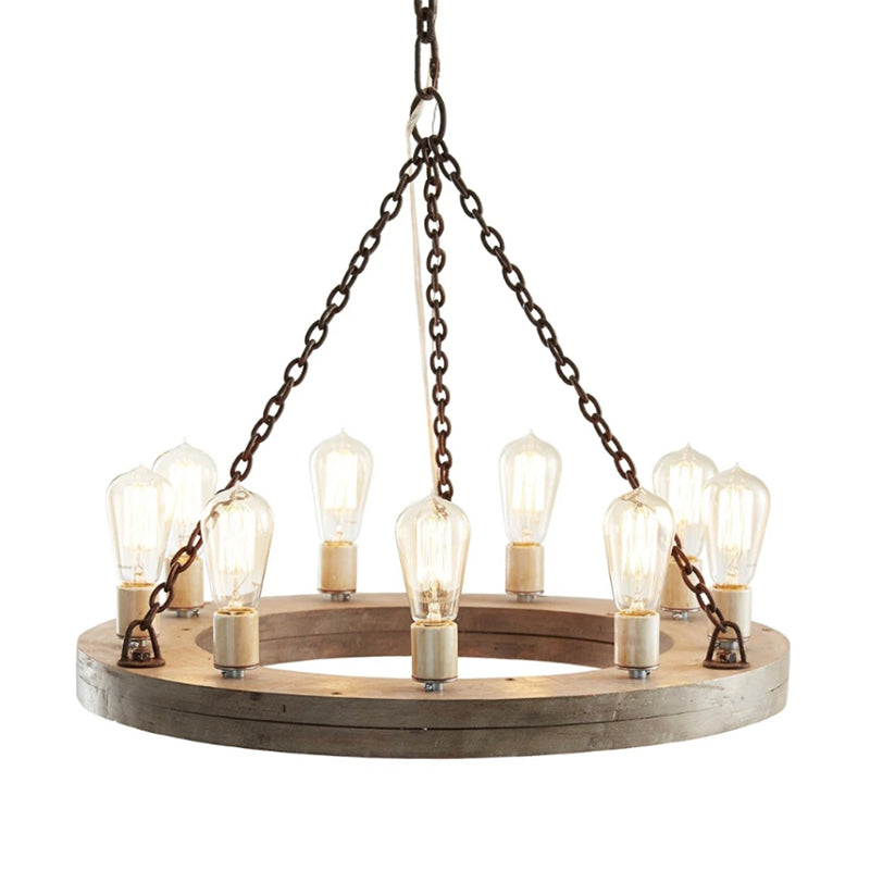 Armirila Vintage Industrial Wood Chandelier - Lamp Copper