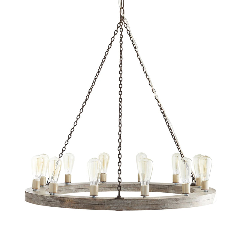 Armirila Vintage Industrial Wood Chandelier - Lamp Copper