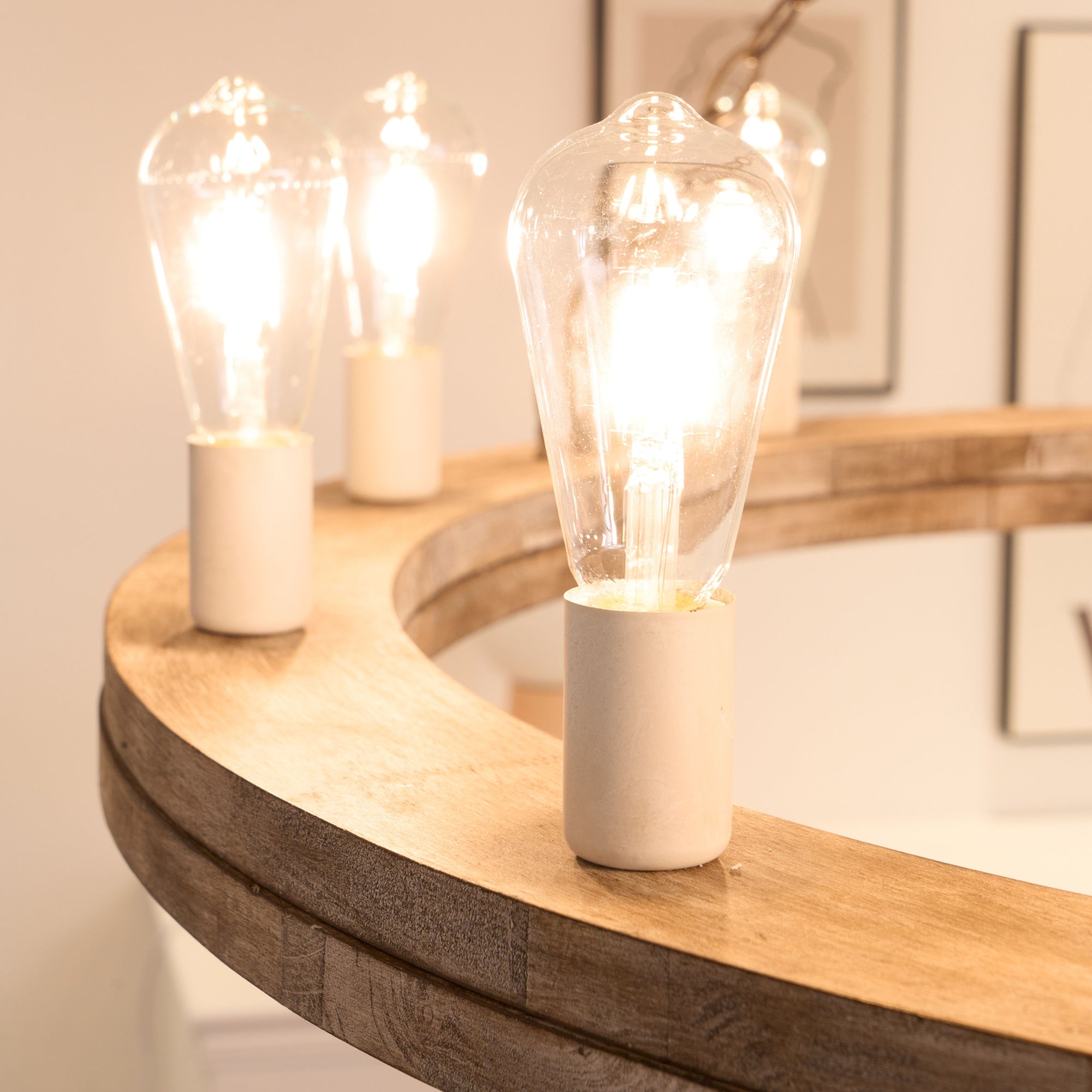 Armirila Vintage Industrial Wood Chandelier - Lamp Copper