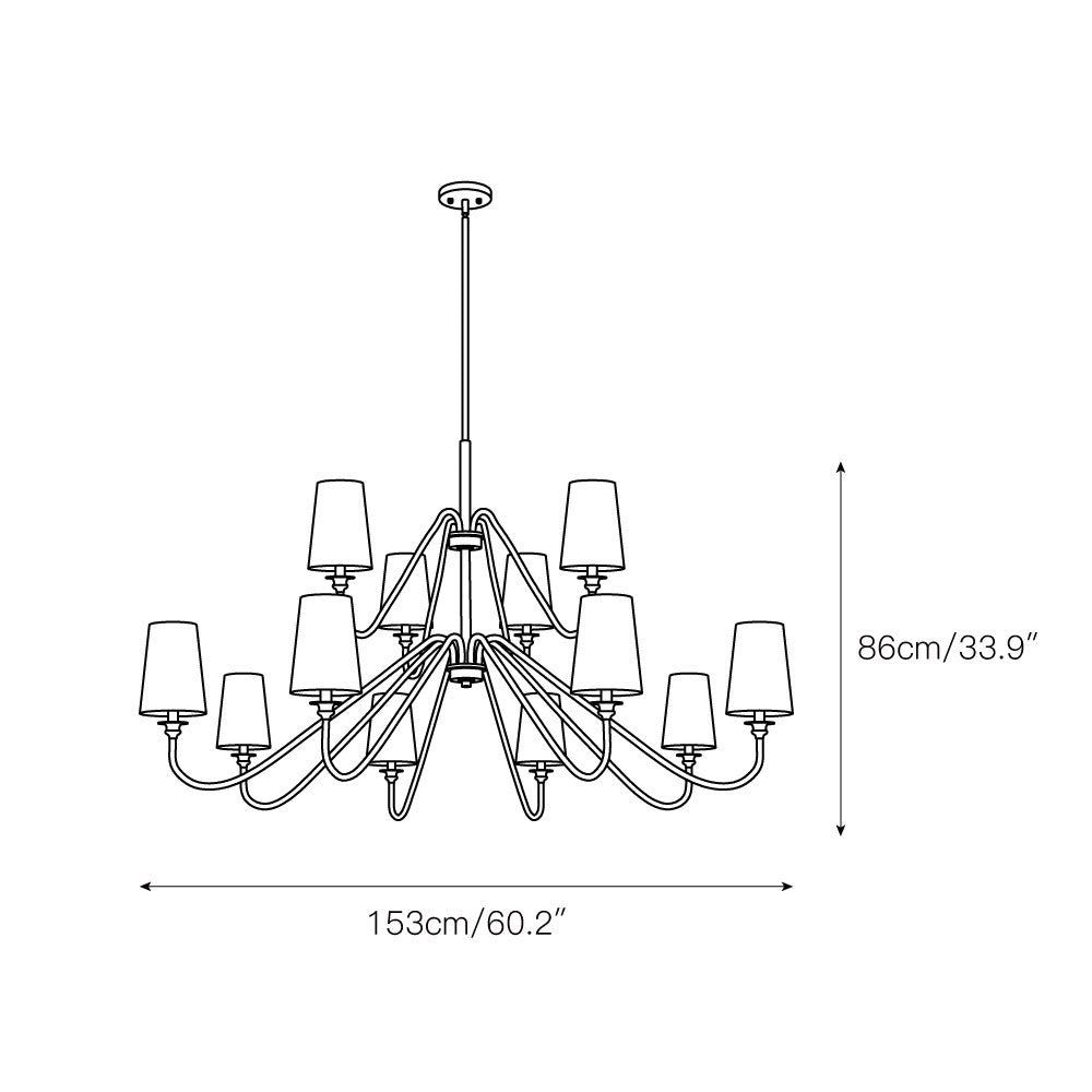 Vavenus Vintage Industrial Brass Fabric Chandelier - Lamp Copper