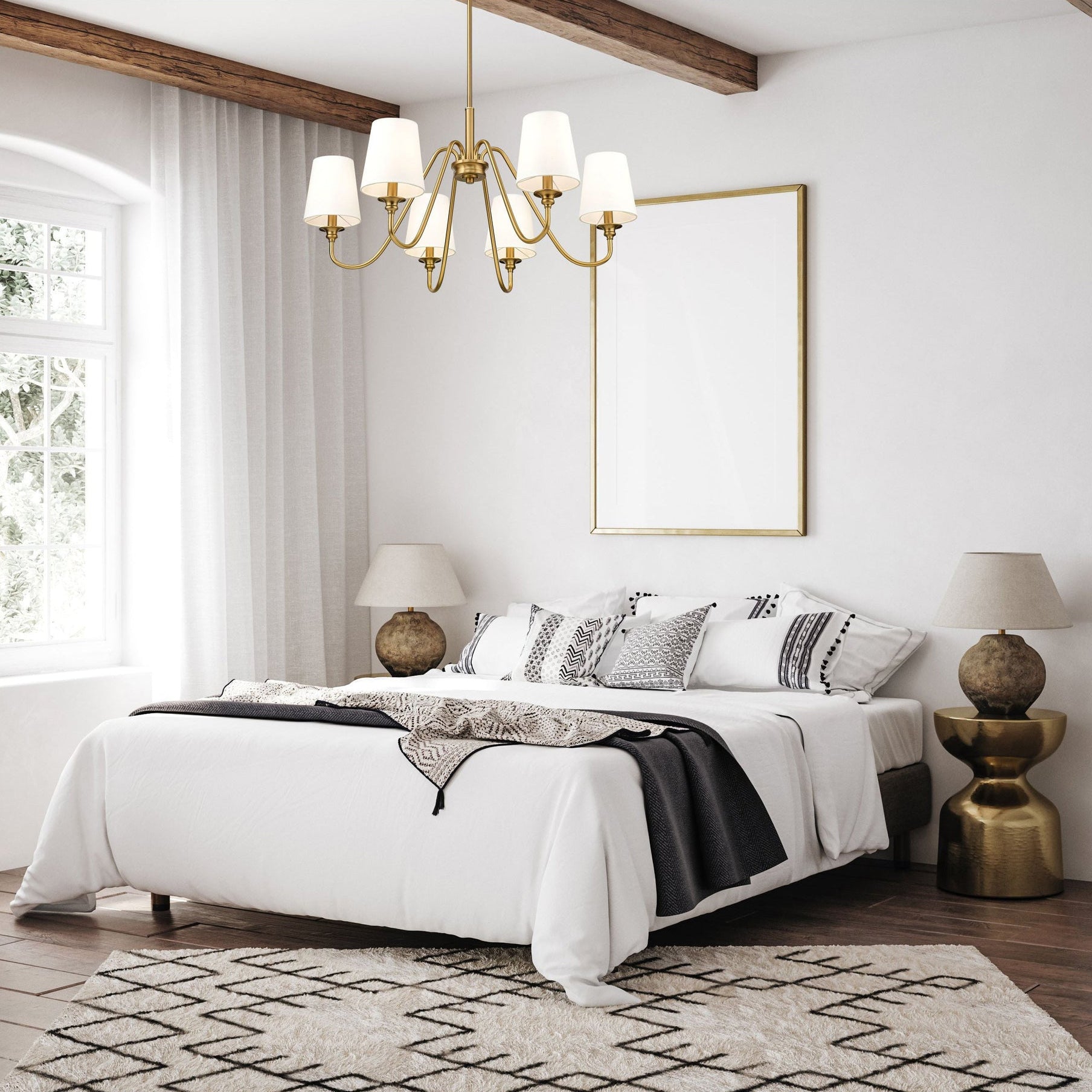 Vavenus Vintage Industrial Brass Fabric Chandelier - Lamp Copper