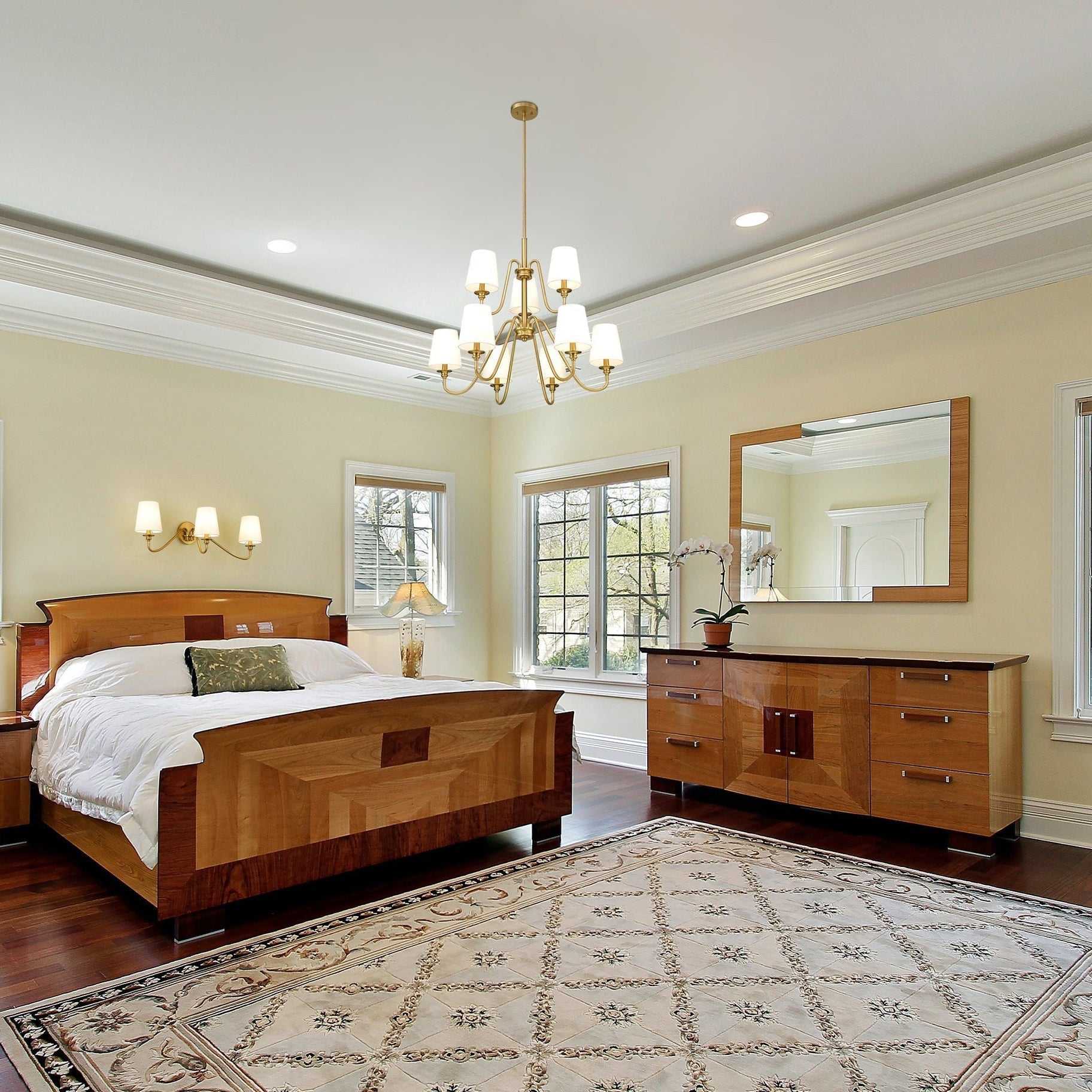 Vavenus Vintage Industrial Brass Fabric Chandelier - Lamp Copper