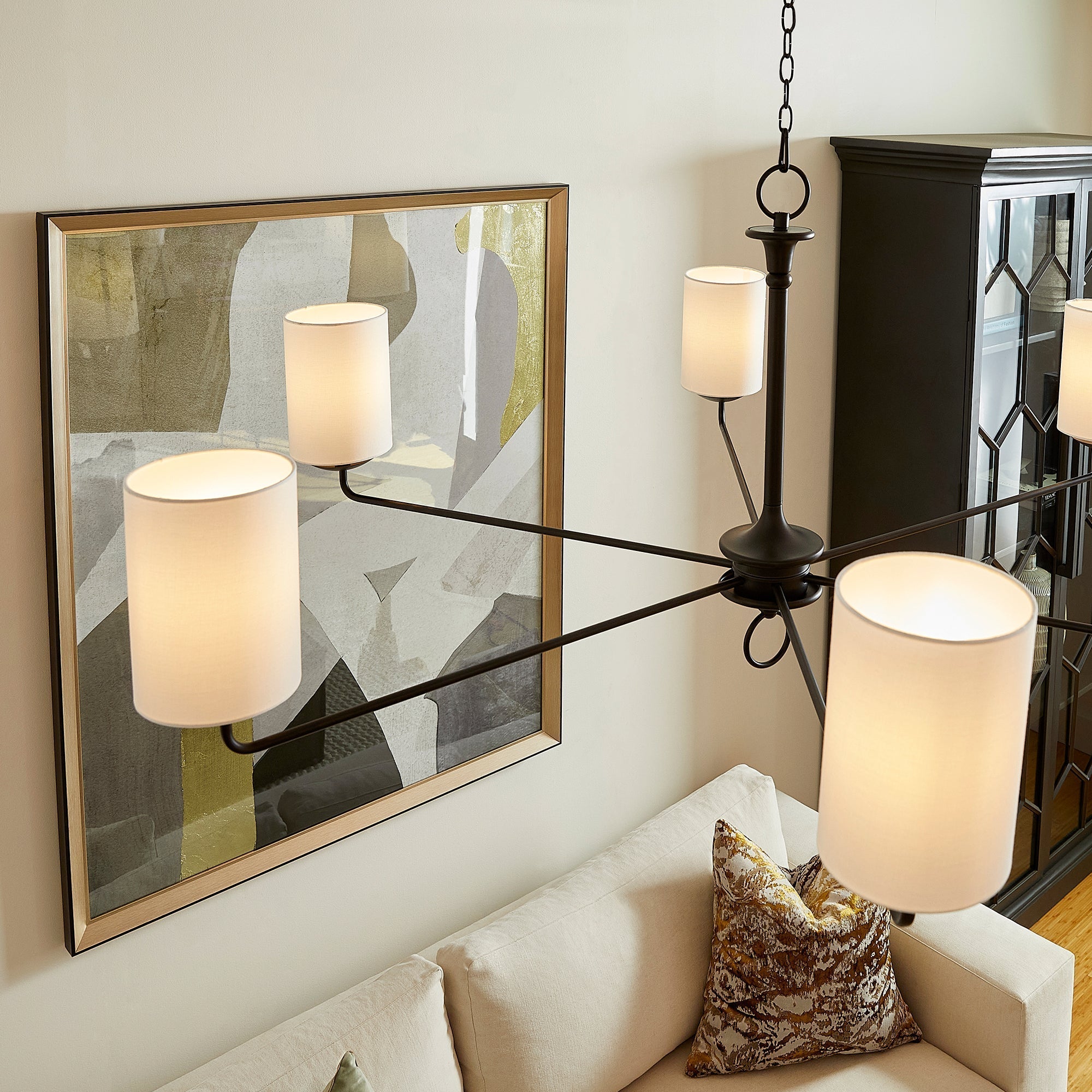 Olthean Vintage Industrial Brass Fabric Chandelier - Lamp Copper