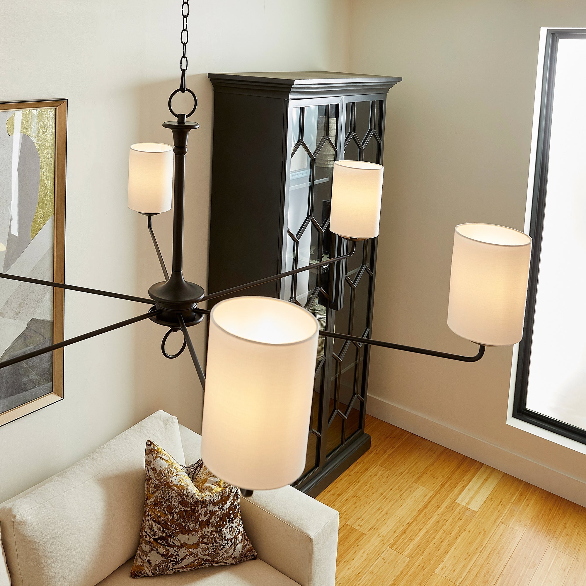 Olthean Vintage Industrial Brass Fabric Chandelier - Lamp Copper