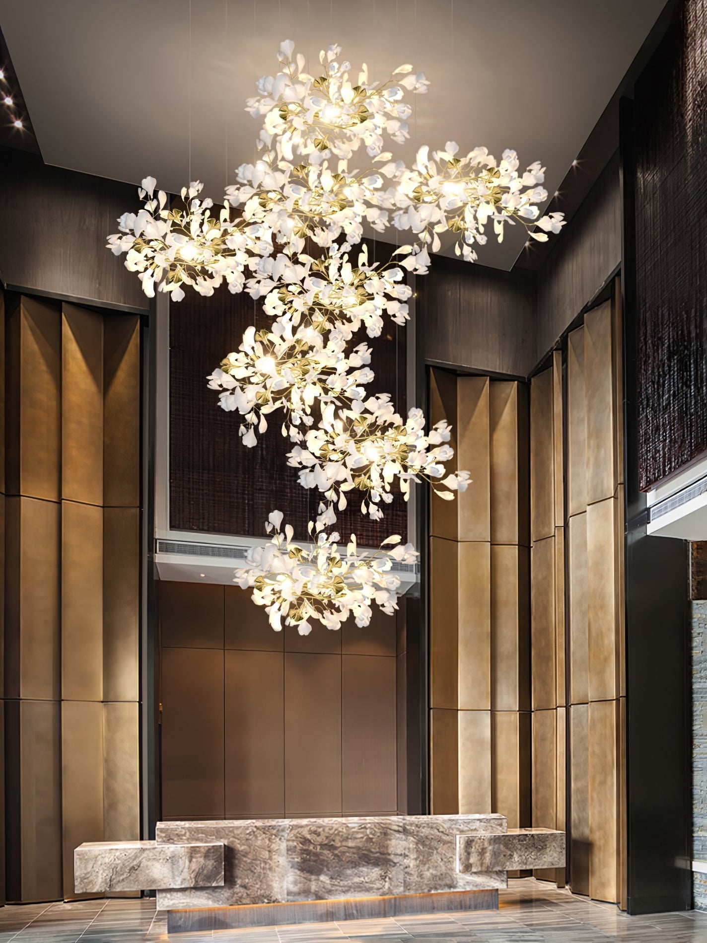 Eurzoris Gingko Metal Leaf Chandelier - Blowlighting