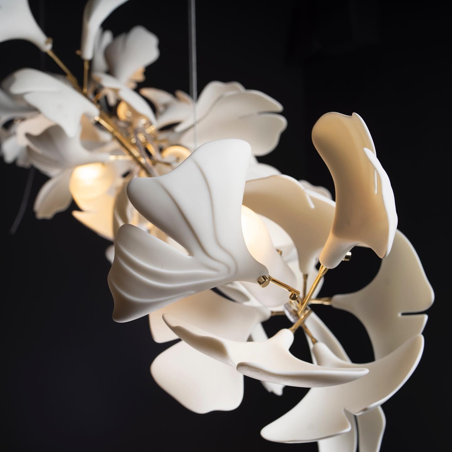 Olivia Suspension de Luxe Moderne à LED, Métal/Céramique, Or, Salon/Salle à Manger