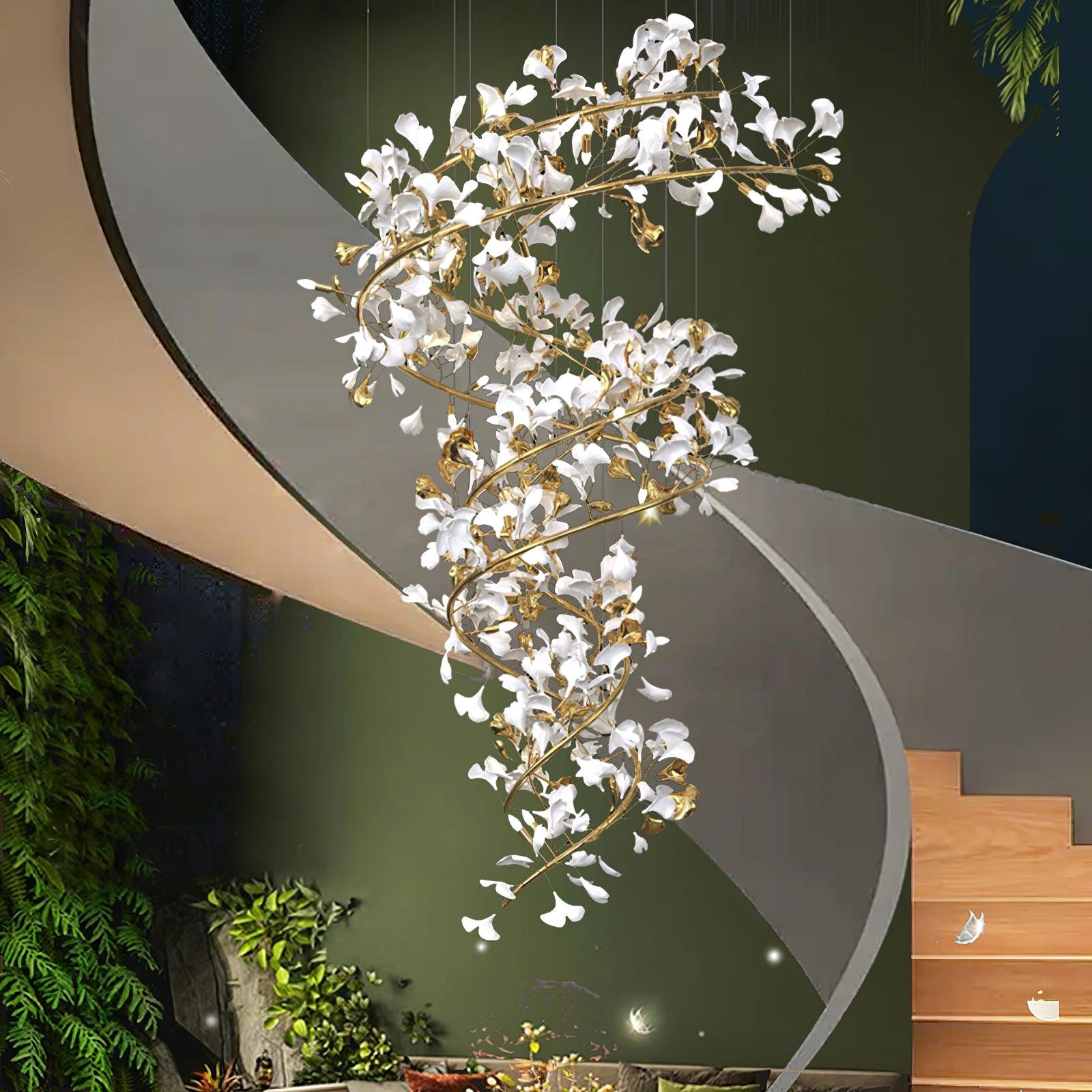 Olivia Lustre Fleur AntGlo Moderne , Métal/Céramique, Or, Escalier