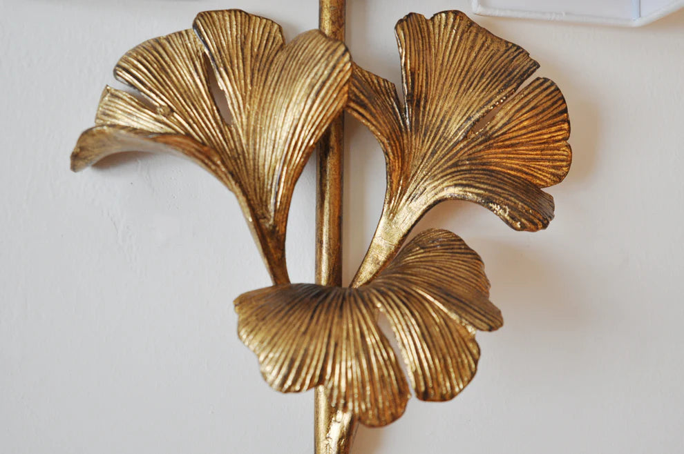 Epoch Vintage Classical Gingko Brass Wall Light Bedroom Living Room