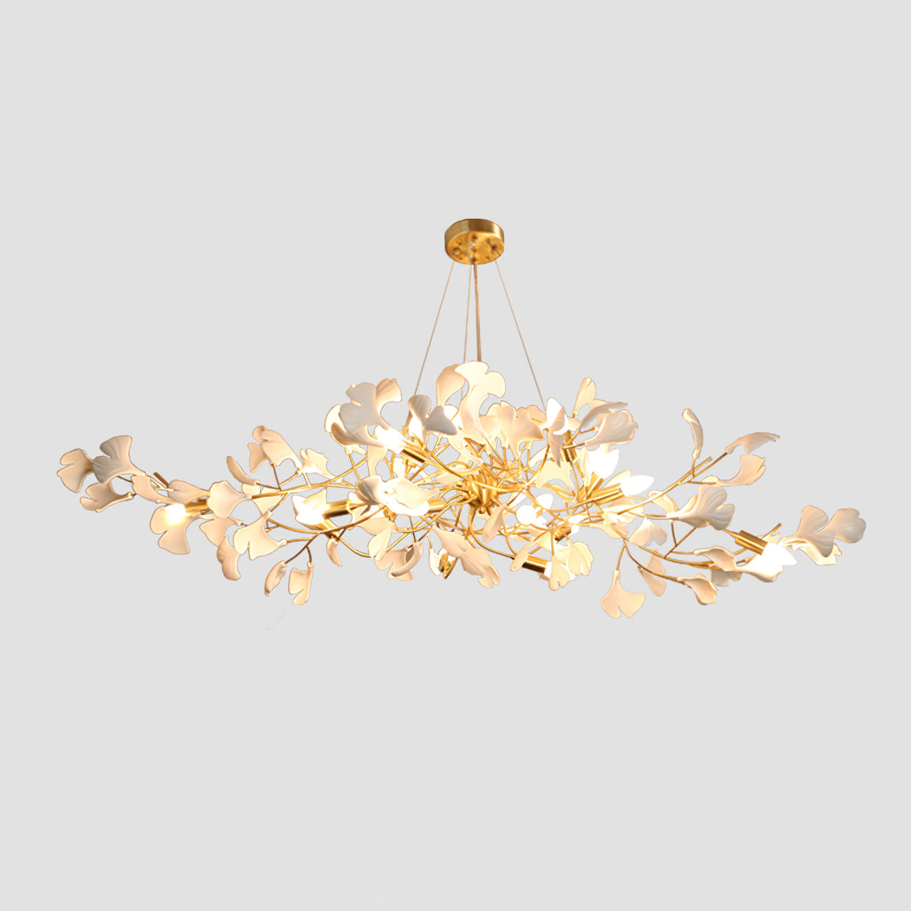 Gingko Chandelier Long Version Porcelain Nature Inspired - Letslighting