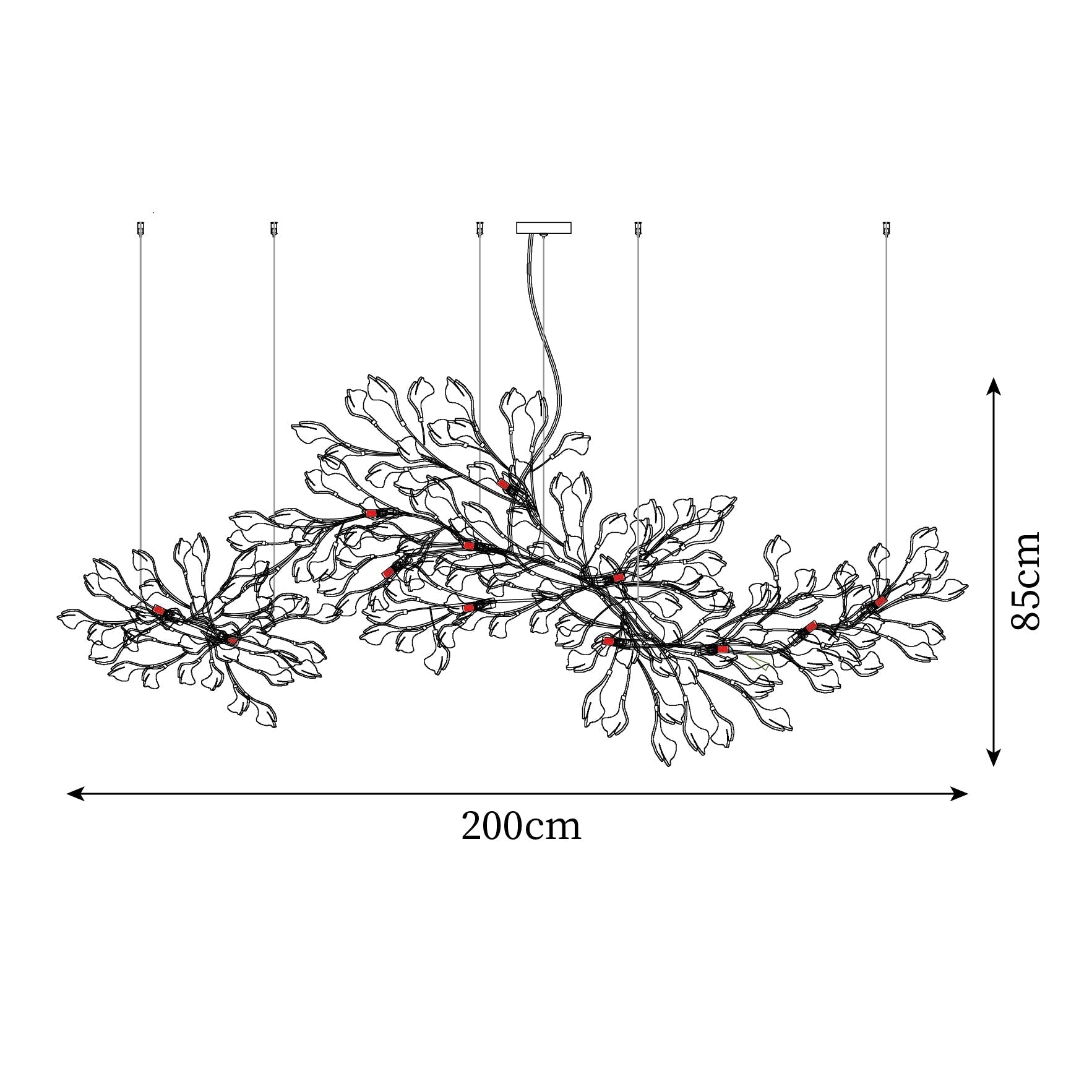 Gingko Chandelier Long Version Porcelain Leaf Branch Organic - Letslighting