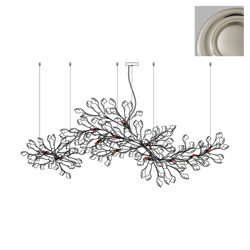 Gingko Chandelier Long Version Porcelain Nature Inspired - Letslighting